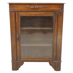 Antique Oak Single Door Bookcase Display Cabinet, Scotland 1910, B2656