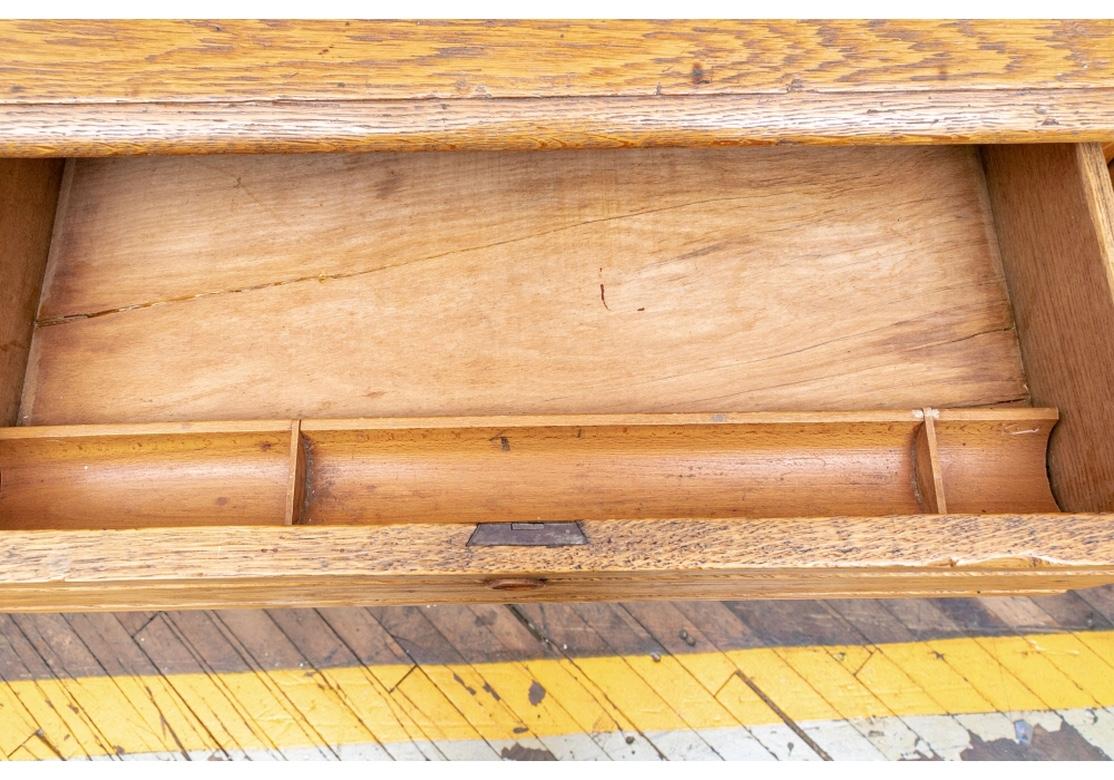Antique Oak Slant-Top Shop Counter In Distressed Condition For Sale In Bridgeport, CT