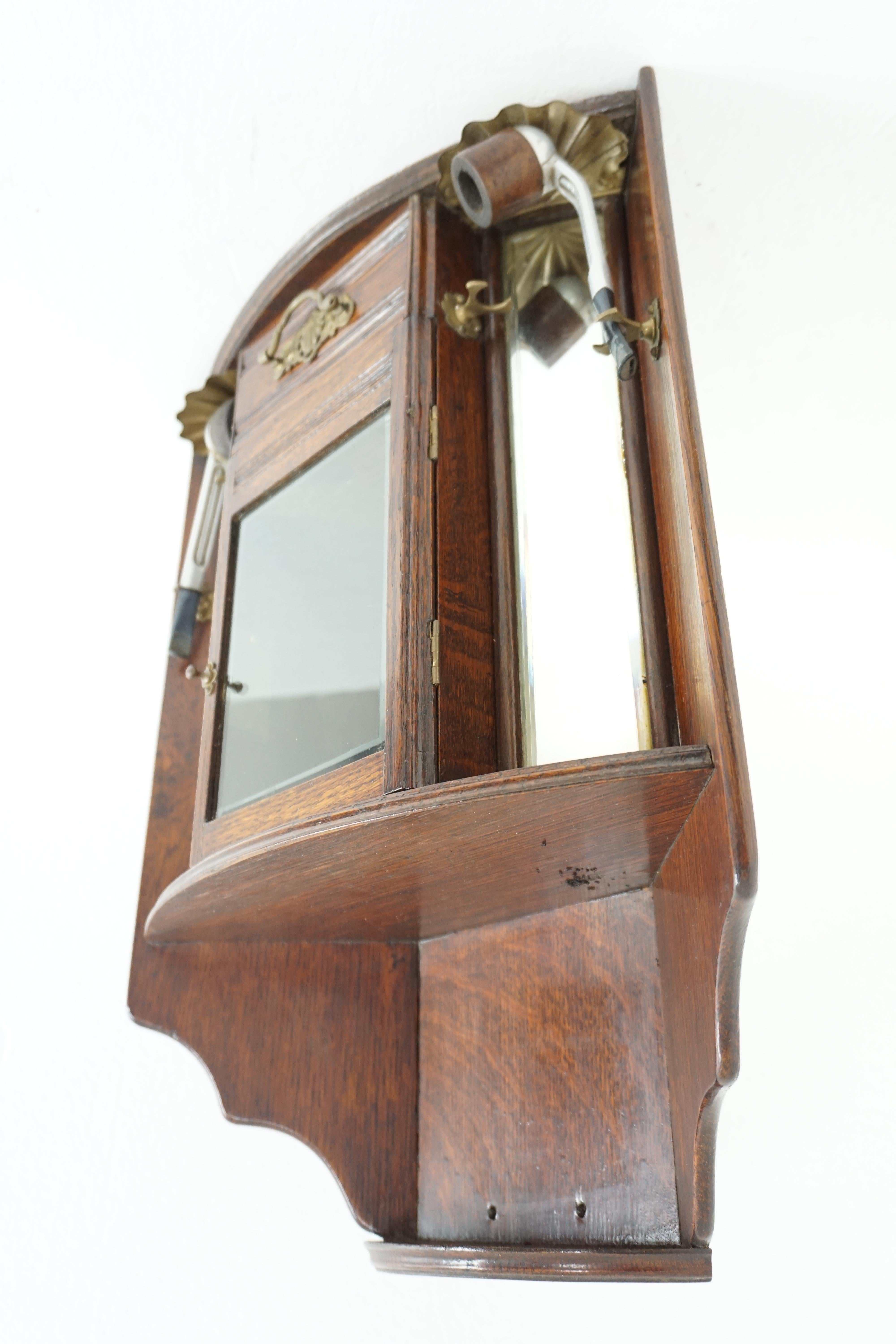 Armoire à fumeurs en chêne ancien, armoire d'angle, Écosse, 1900, H086 en vente 4