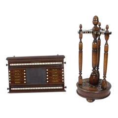 Antique Oak Snooker Scoreboard with Revolving Cue Stand 19th Century