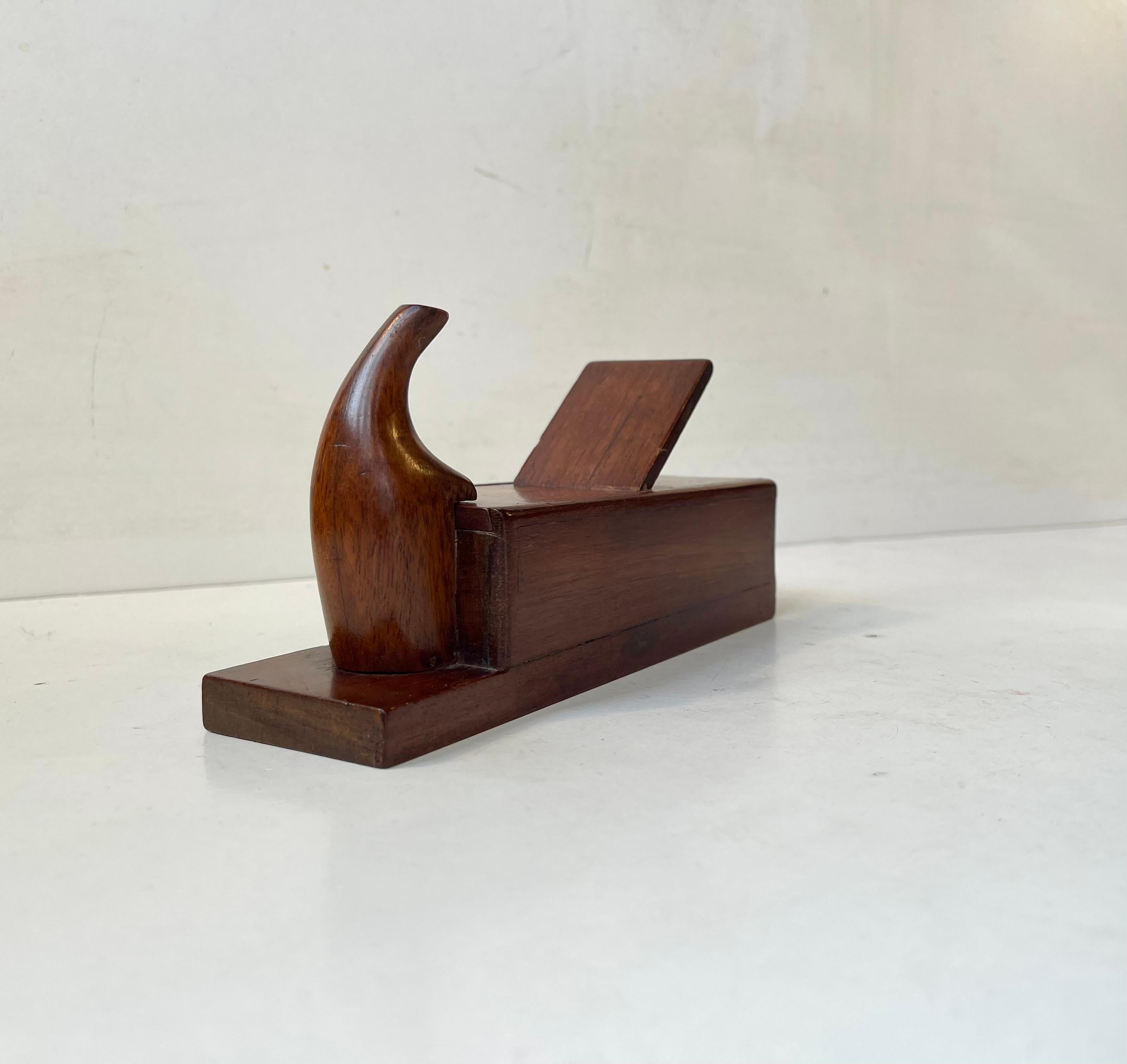 Hand-Crafted Antique Oak Snuff Box in the form of a Woodworking Plane For Sale
