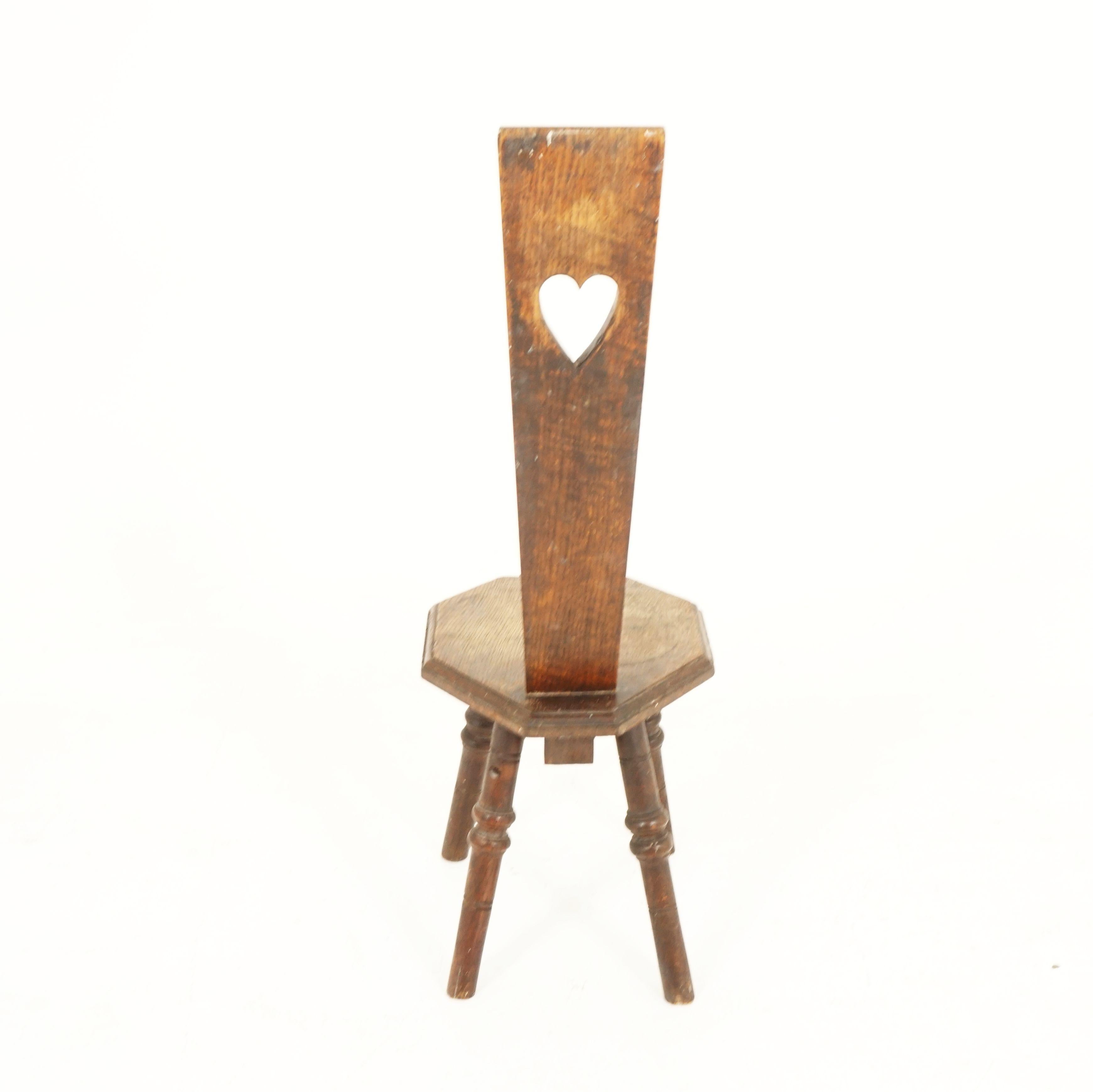 Scottish Antique Oak Spinning Chair, Scotland 1910, B2449