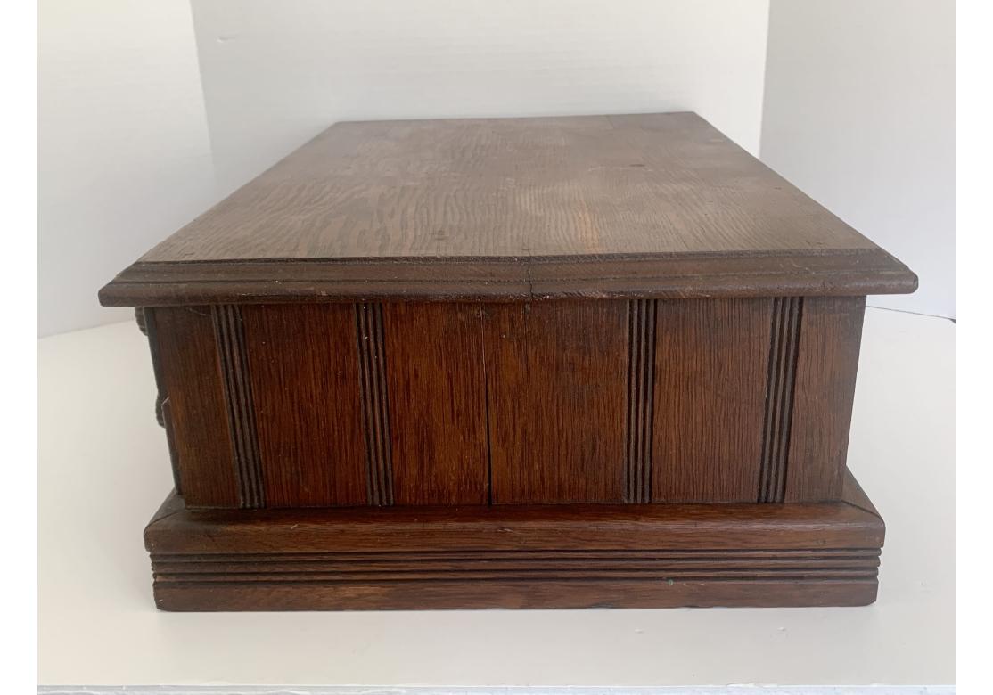 Antique Oak Spool Cabinet John J Clarks Cotton Wood Two Drawer Cabinet In Fair Condition For Sale In Bridgeport, CT