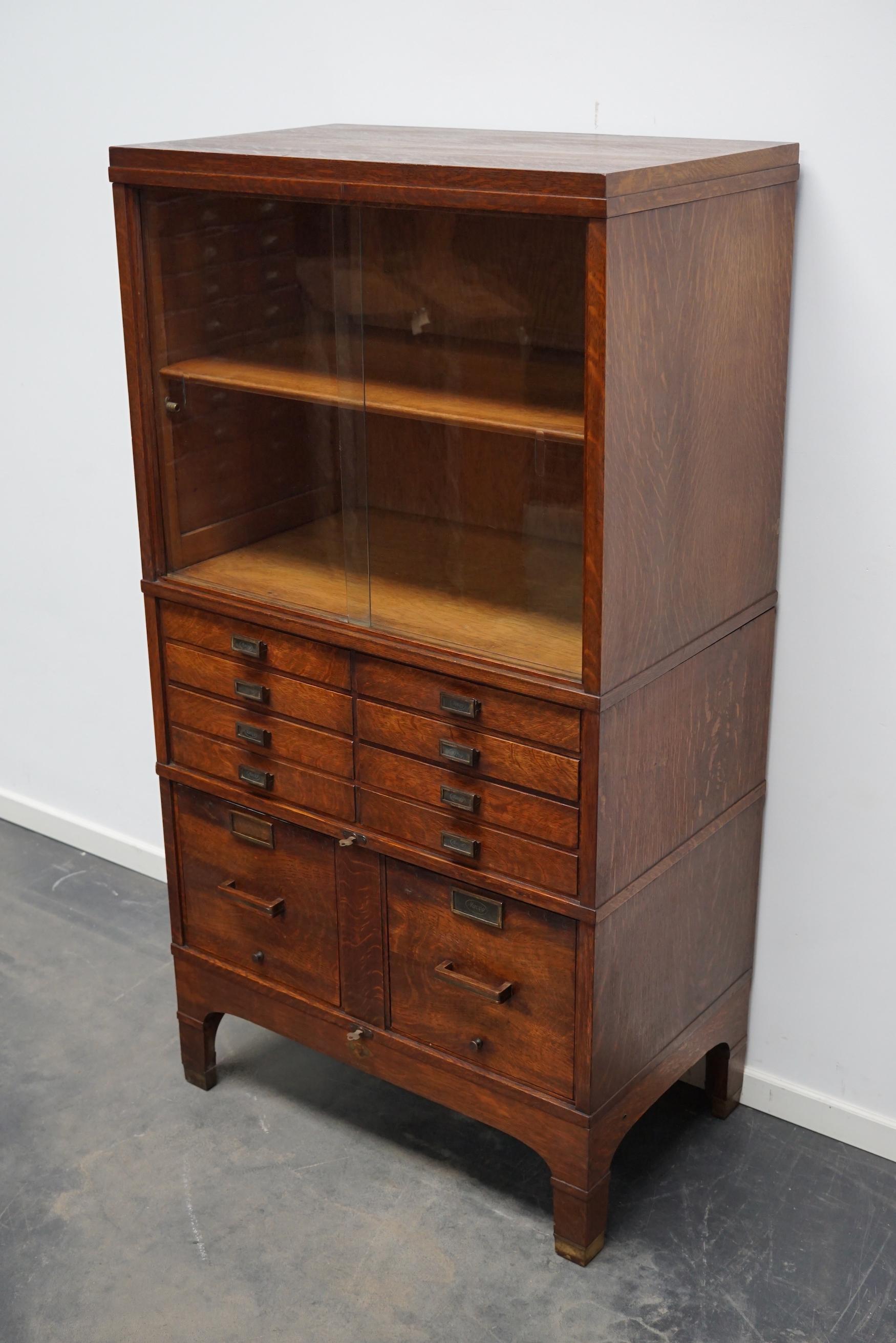 Art Deco Antique Oak Stacking Bookcase / Filing Cabinet by Macey US, Ca 1920