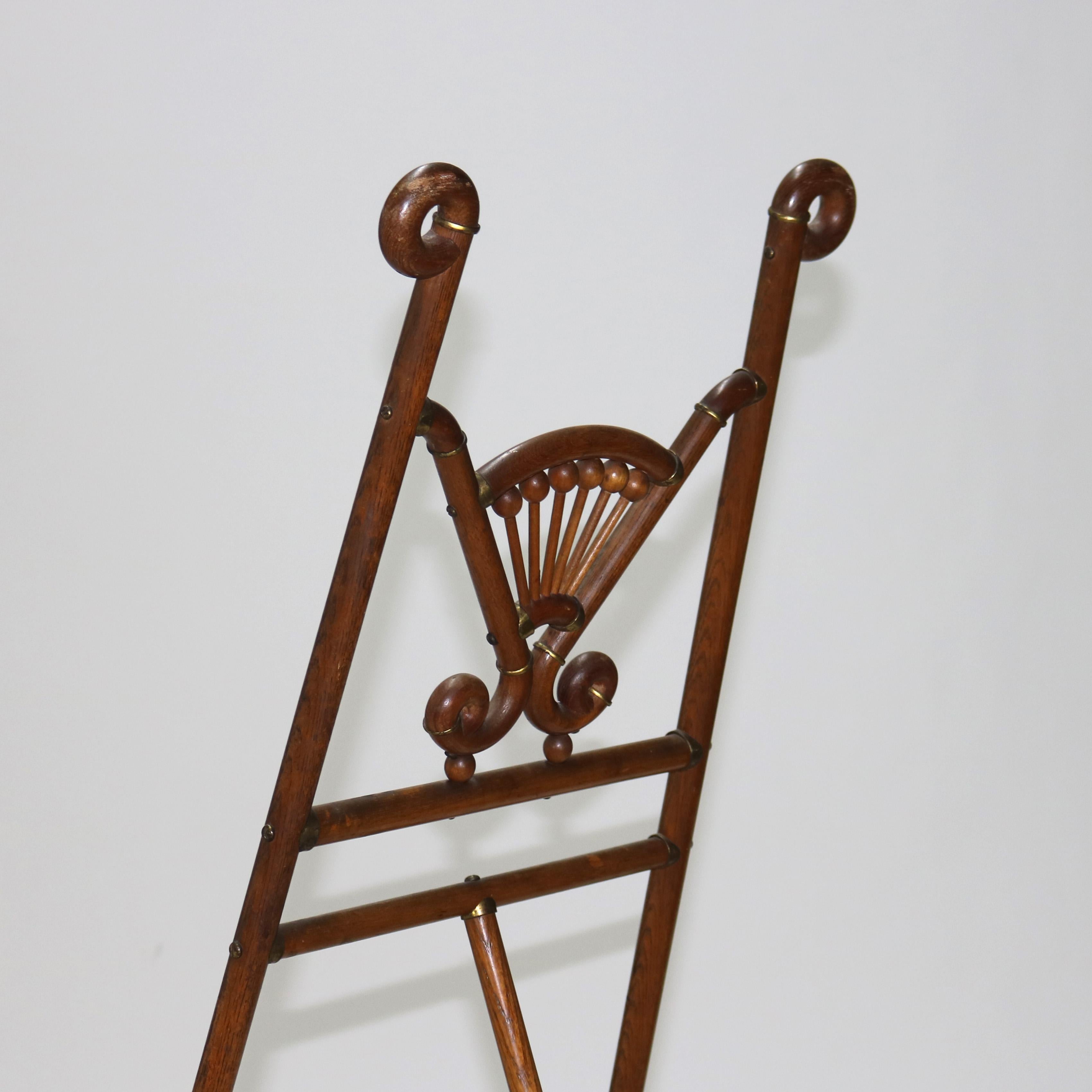 Chevalet d'exposition d'art ancien en chêne à bâtons et boules C1920 en vente 3