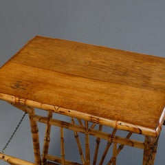 Antique Oak Stick & Ball Bamboo Form Magazine Rack, Circa 1920