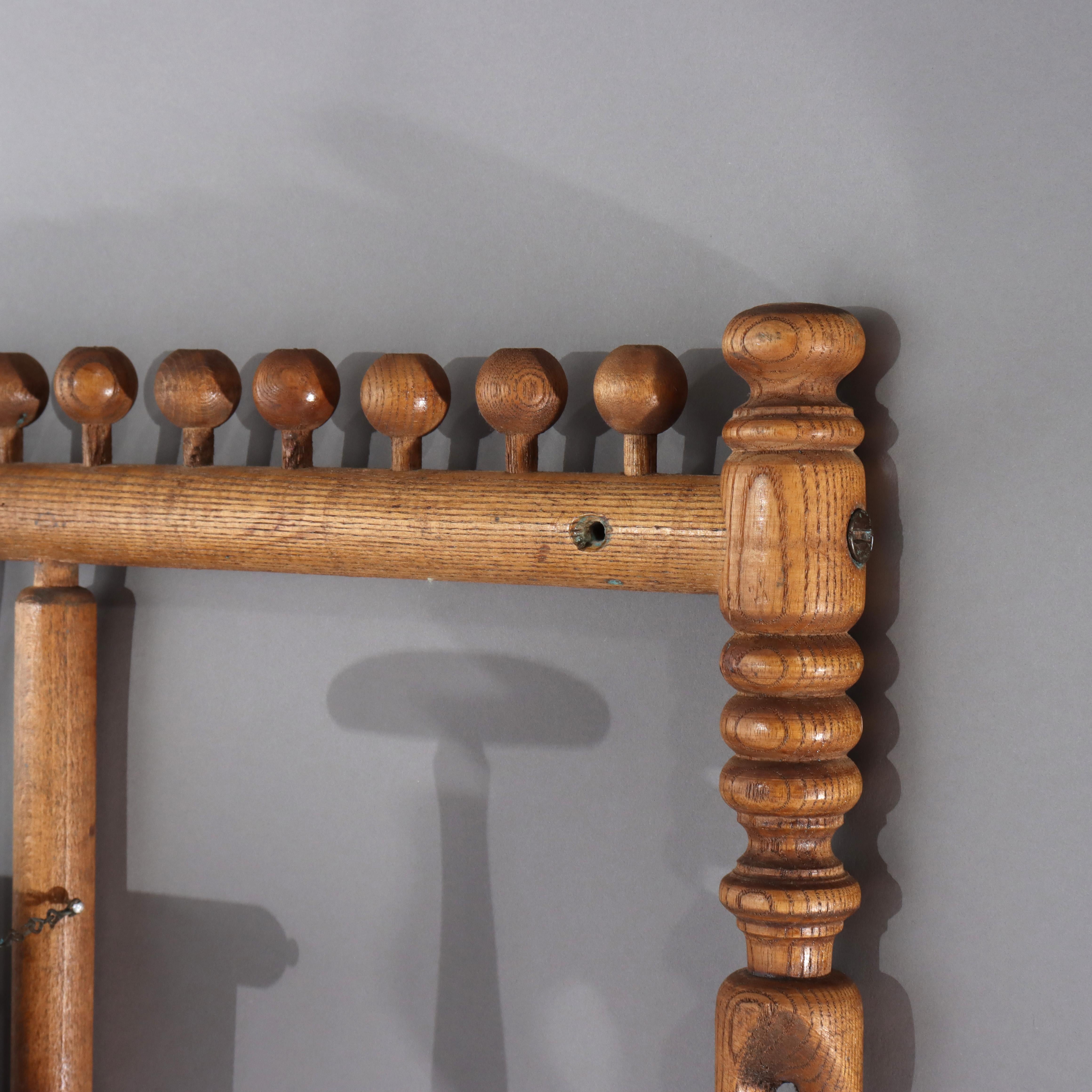 Antique Oak Stick & Ball Hat Rack avec Mirror C1920 en vente 3