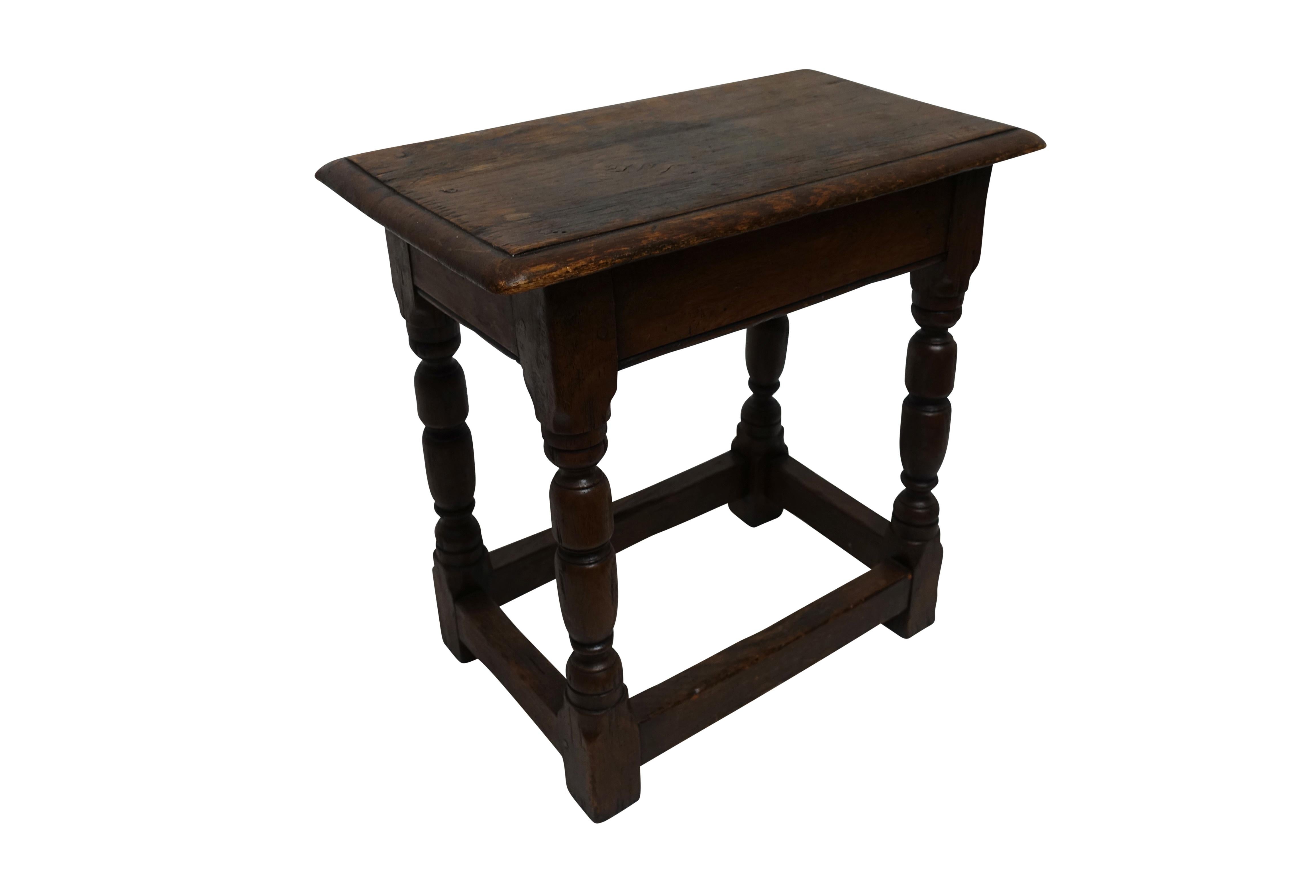 Antique Oak Stool, English, 19th Century 1