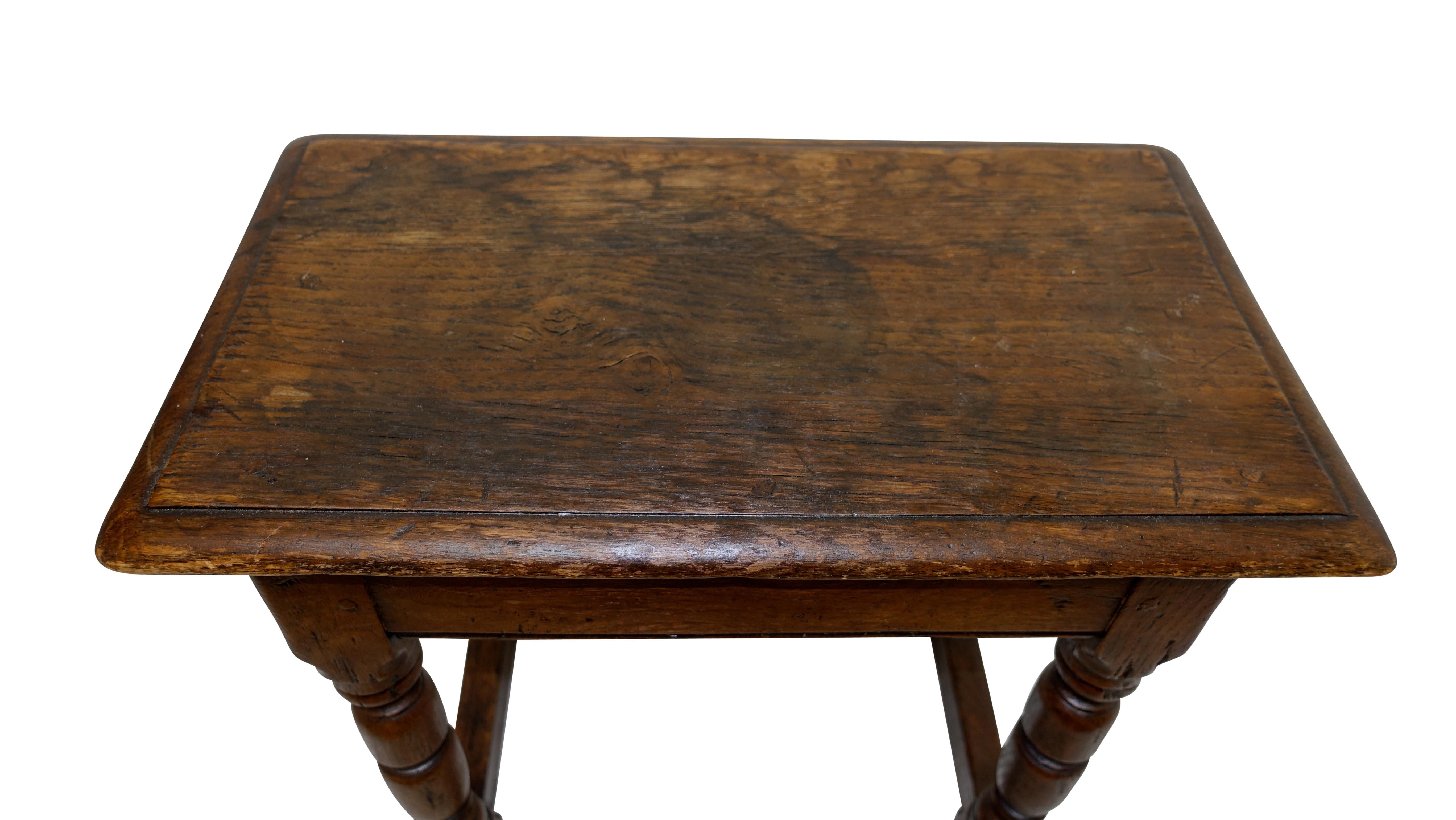 Antique Oak Stool, English, 19th Century 2