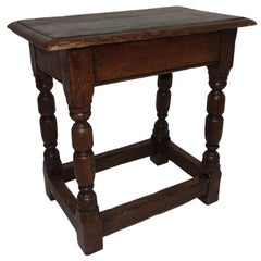 Antique Oak Stool, English, 19th Century