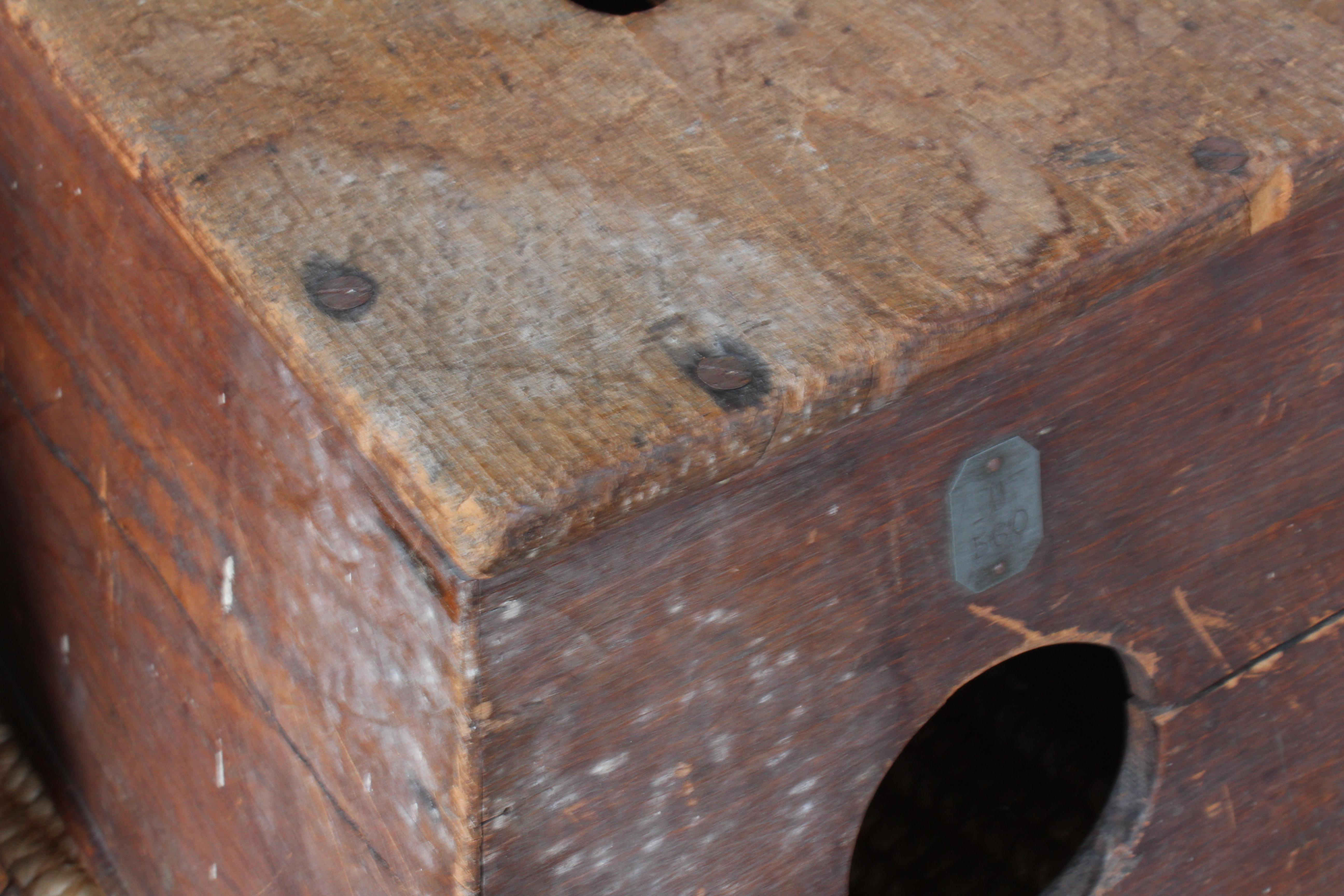 Antique Oak Stools, 1940s, France In Distressed Condition In Los Angeles, CA