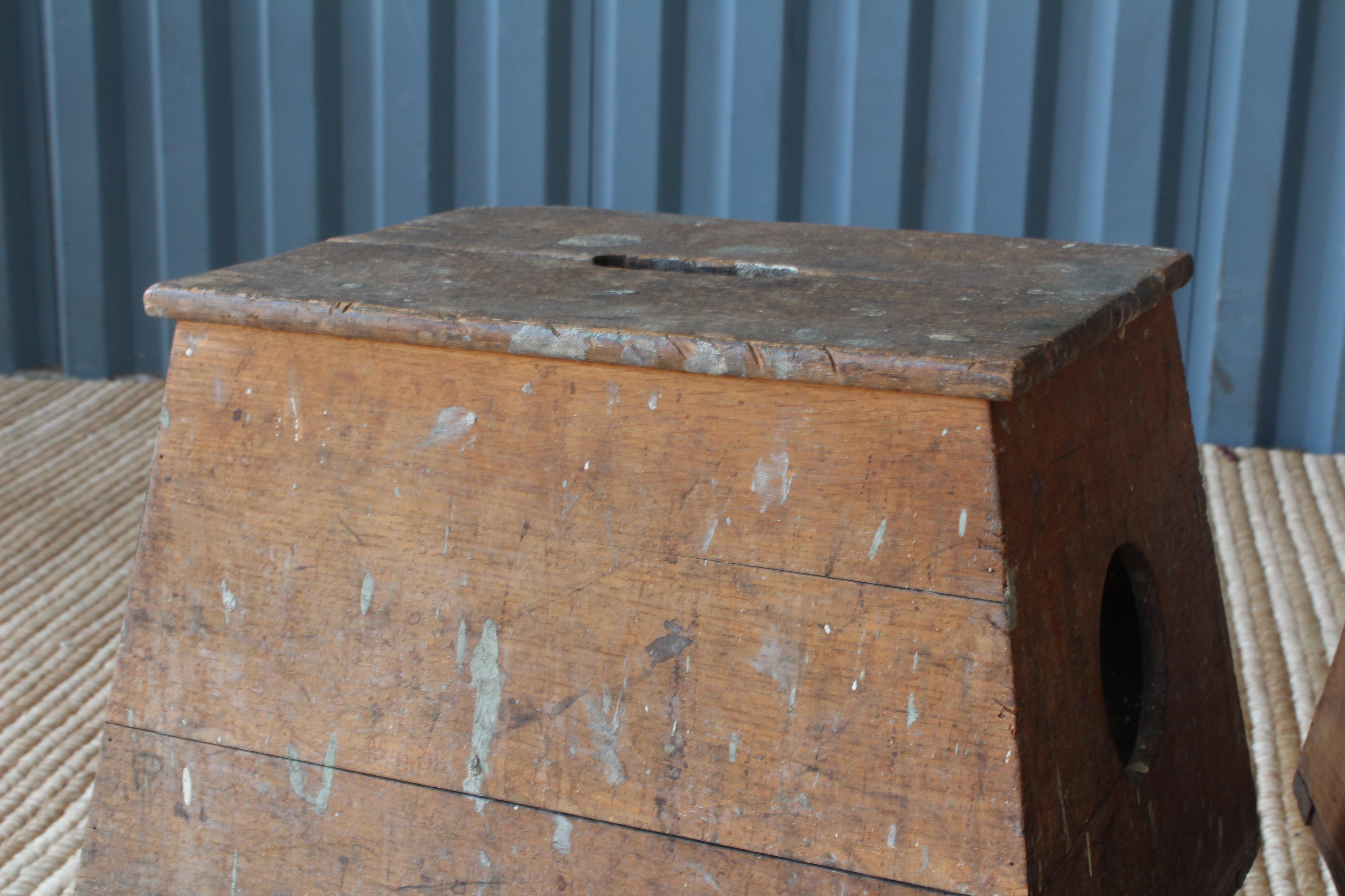 Antique Oak Stools, 1940s, France 1