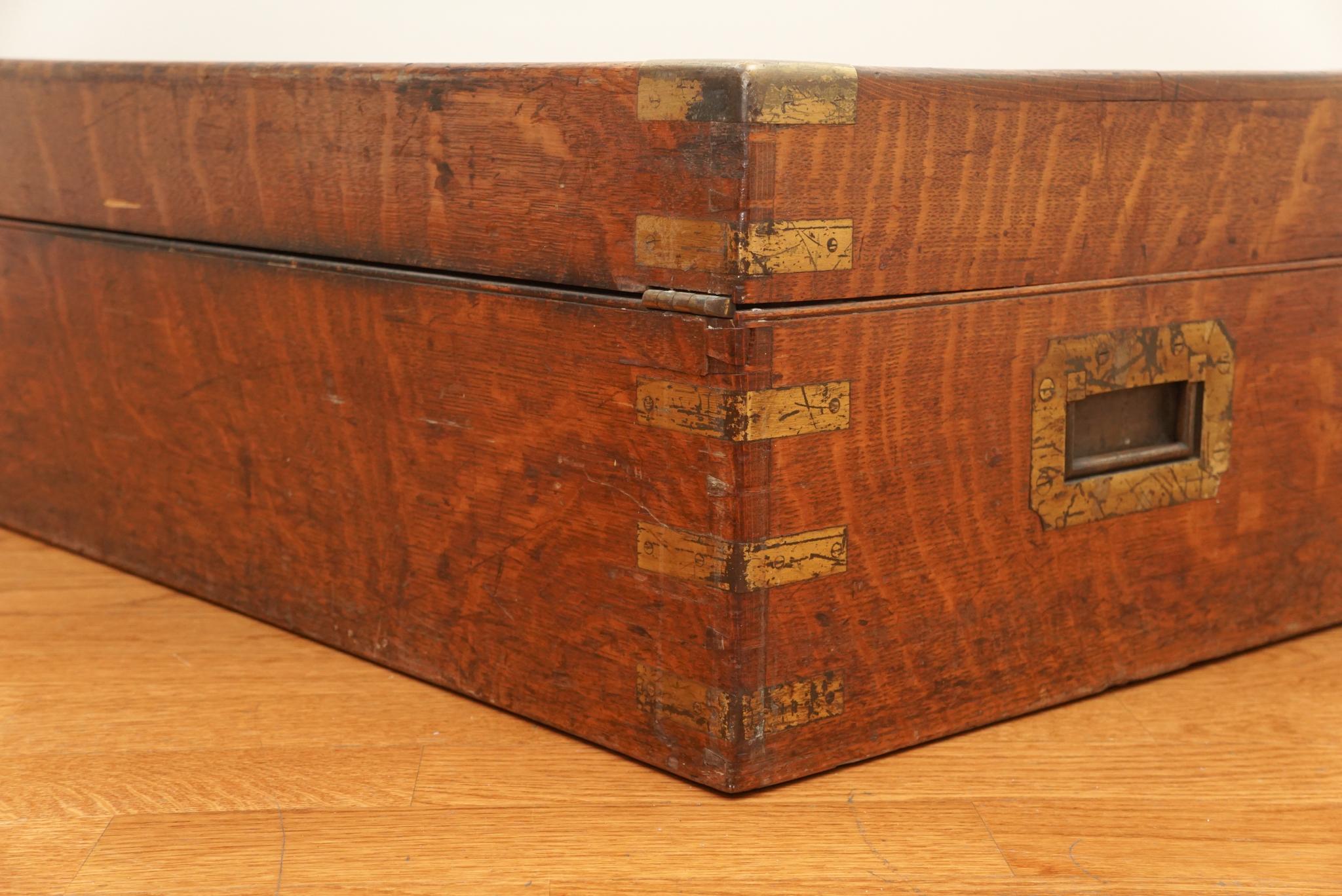 Hand-Crafted Antique Oak Storage Box For Sale