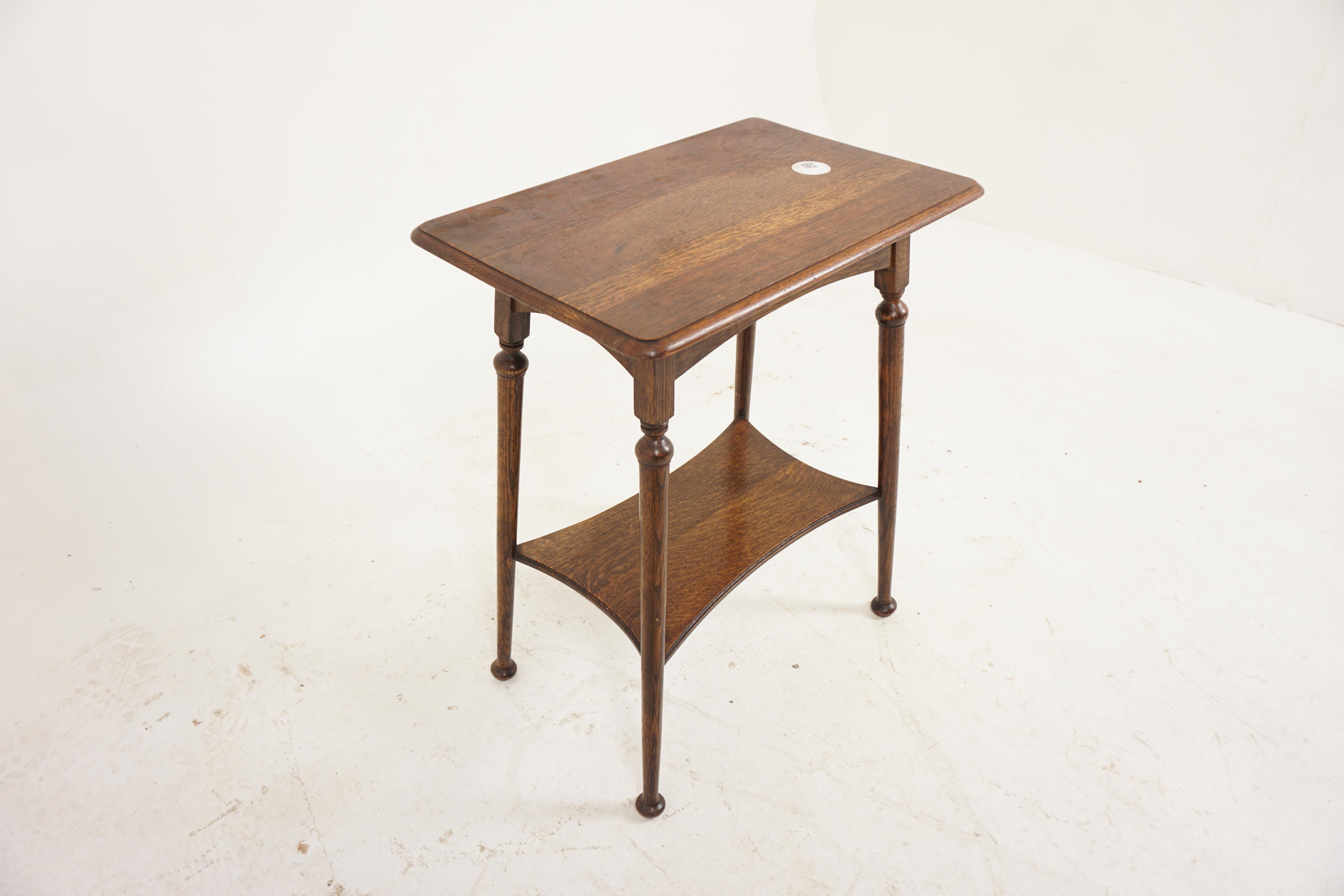 Scottish Antique Oak Table, Arts and Crafts Oak Two Tier Lamp Table, Scotland 1910, H1068