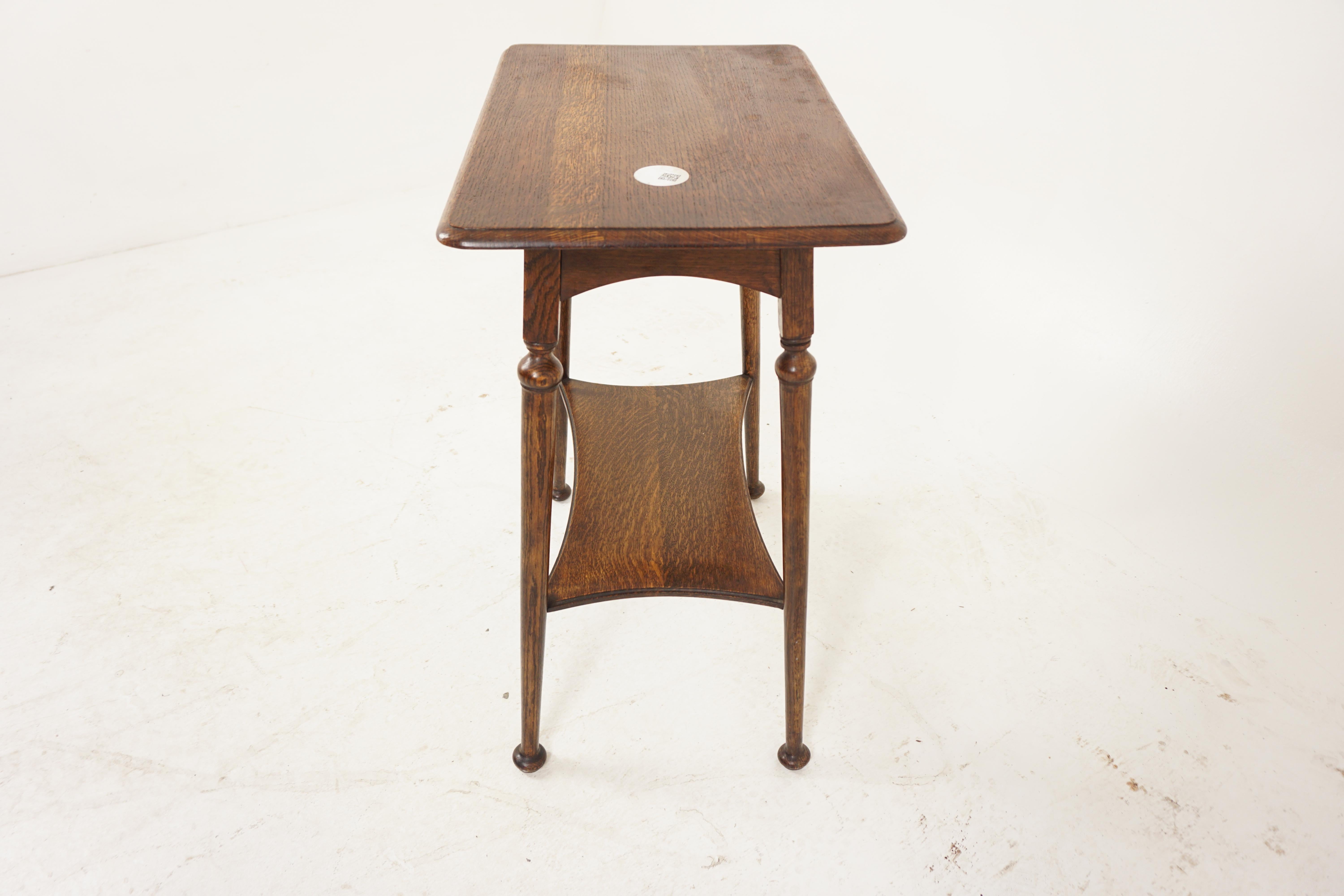 Early 20th Century Antique Oak Table, Arts and Crafts Oak Two Tier Lamp Table, Scotland 1910, H1068