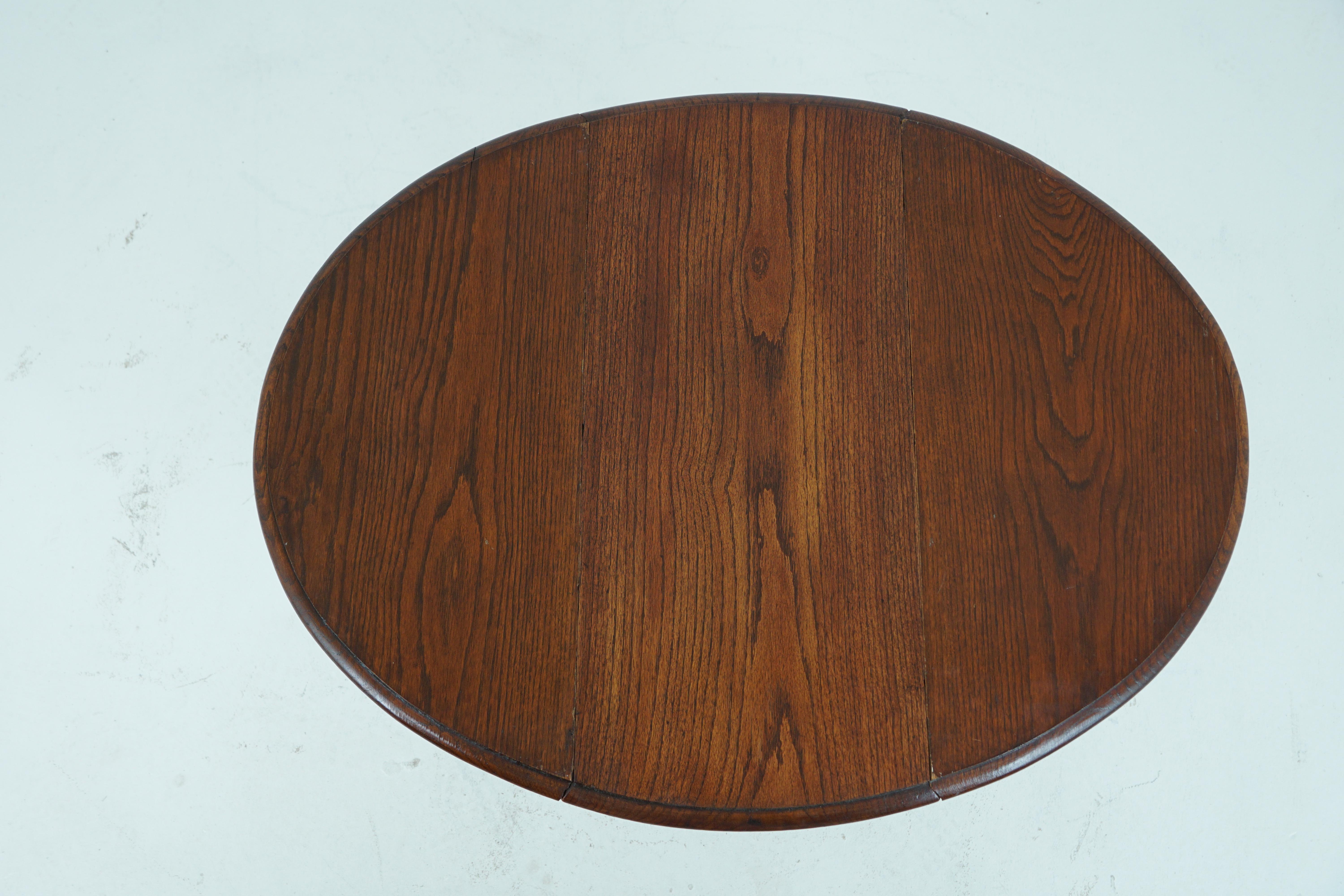 Early 20th Century Antique Oak Table, Barley Twist Drop Leaf Gateleg Table, Scotland 1920, B1679
