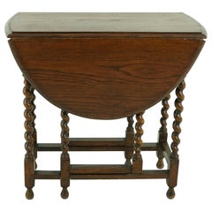 Antique Oak Table, Barley Twist Drop Leaf Gateleg Table, Scotland 1920, B1679