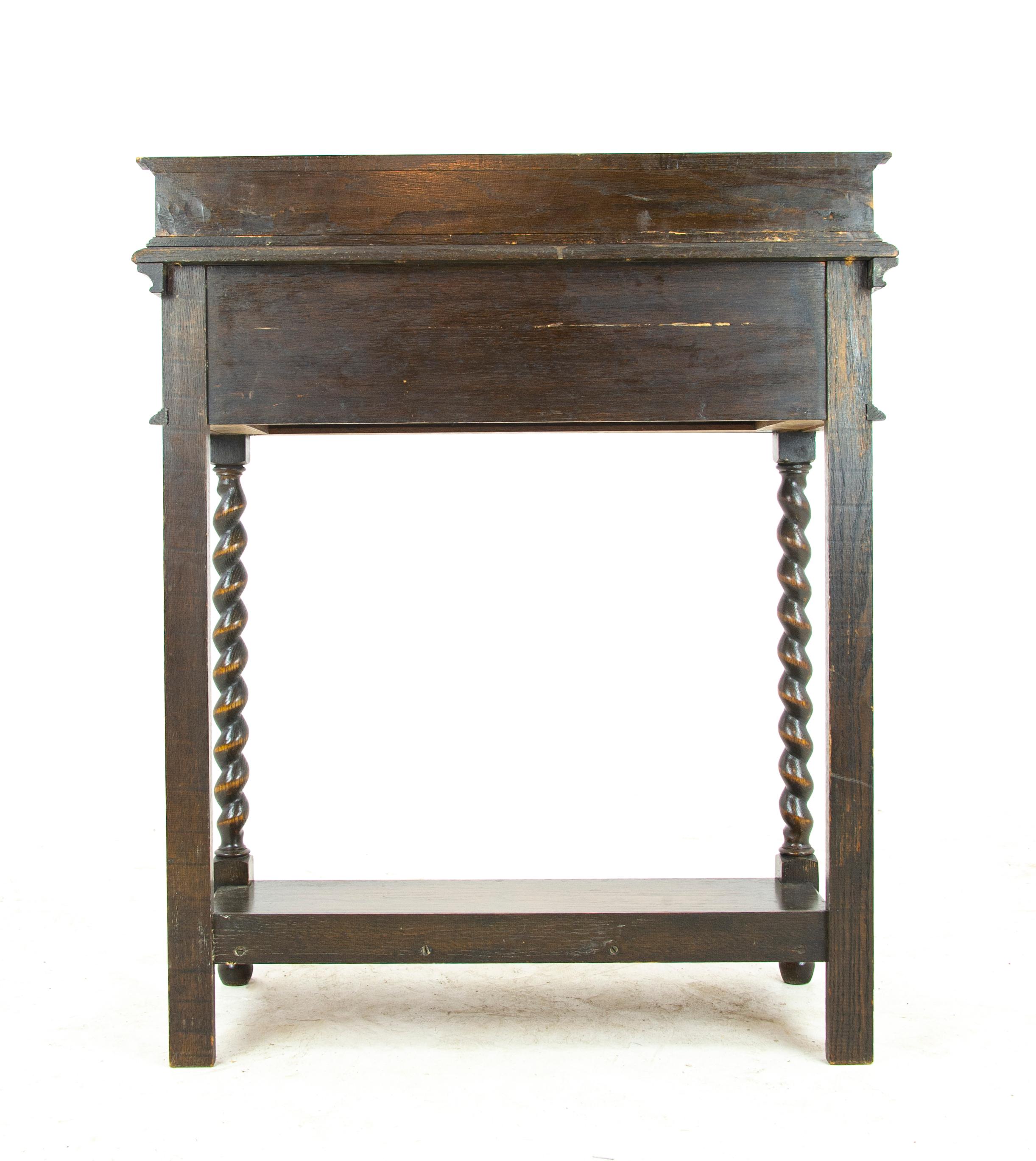 Antique Oak Table, Barley Twist Hall Table or Lamp Table, Scotland 1920, B1452 3