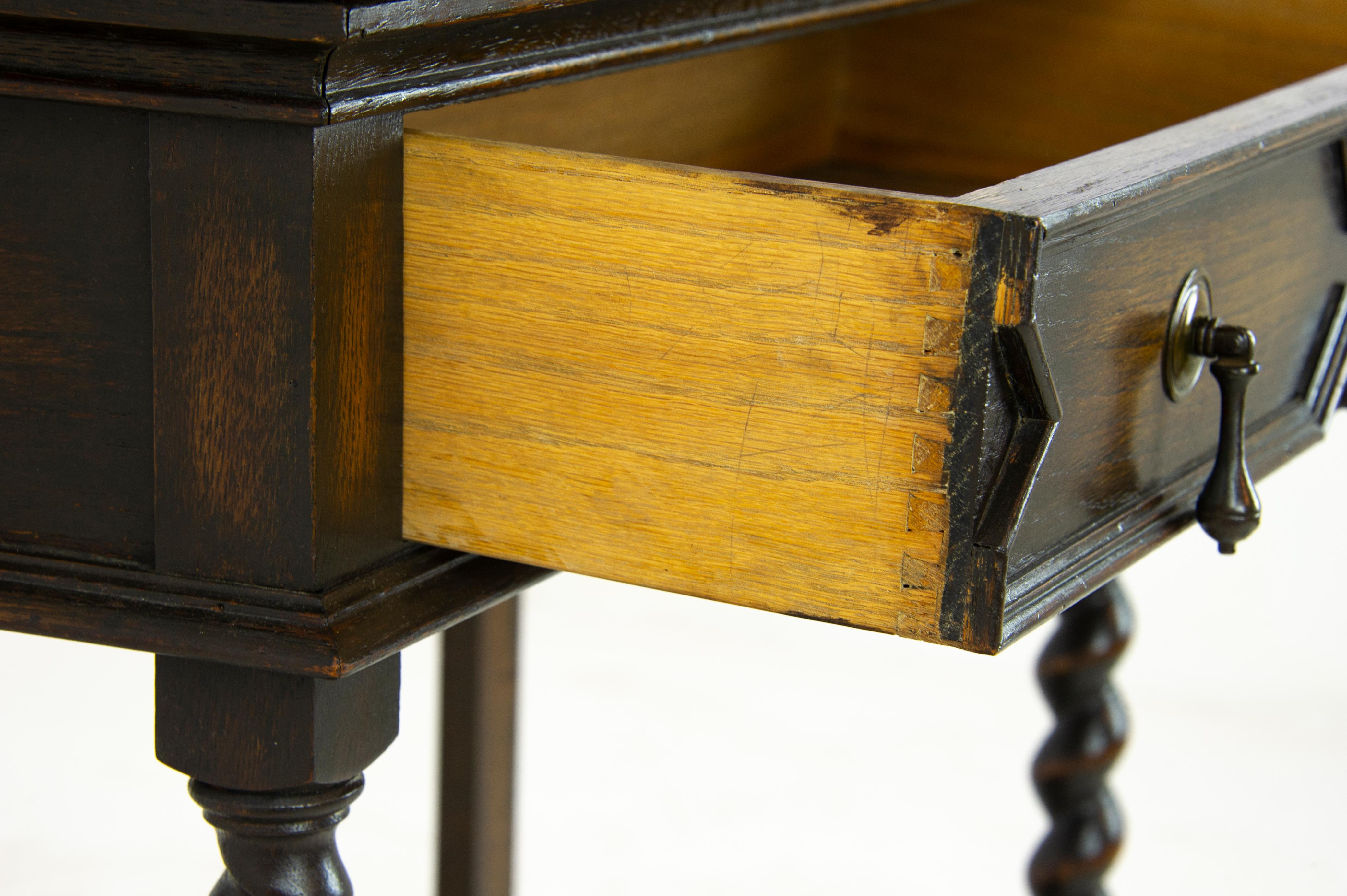 Antique Oak Table, Barley Twist Hall Table or Lamp Table, Scotland 1920, B1452 2