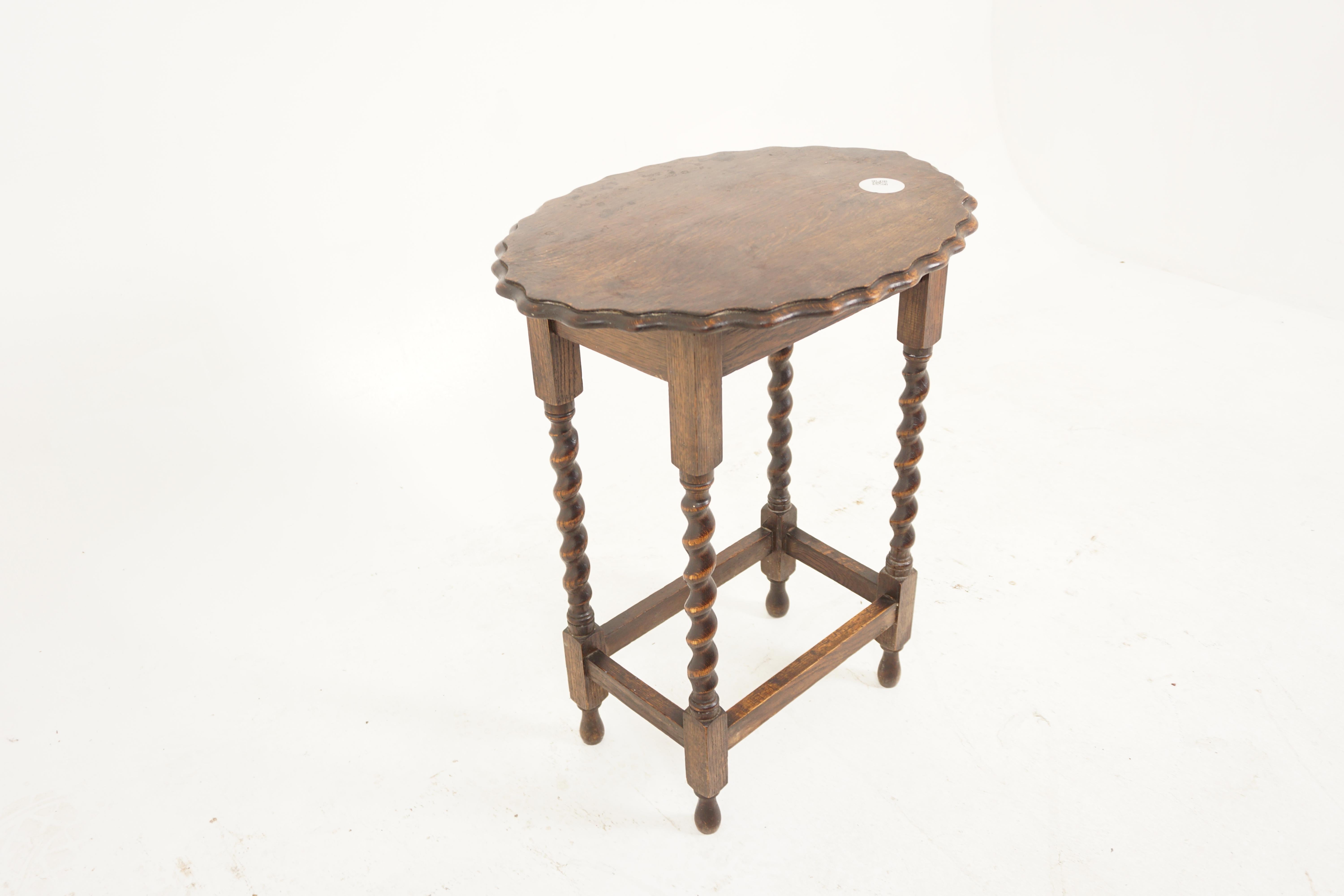 Scottish Antique Oak Table, Barley Twist Oval Occasional Table, Scotland 1920, H1149