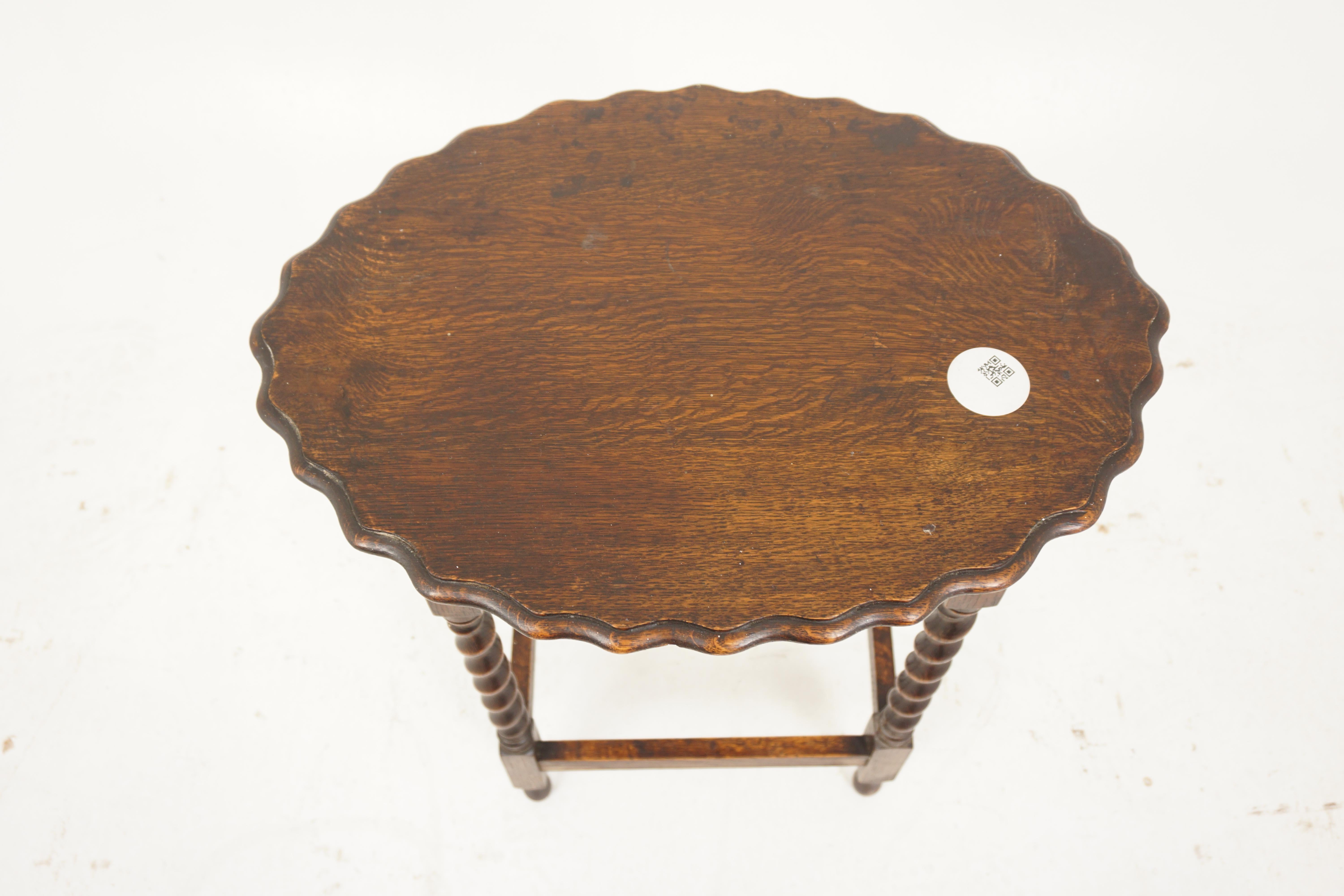 Hand-Crafted Antique Oak Table, Barley Twist Oval Occasional Table, Scotland 1920, H1149