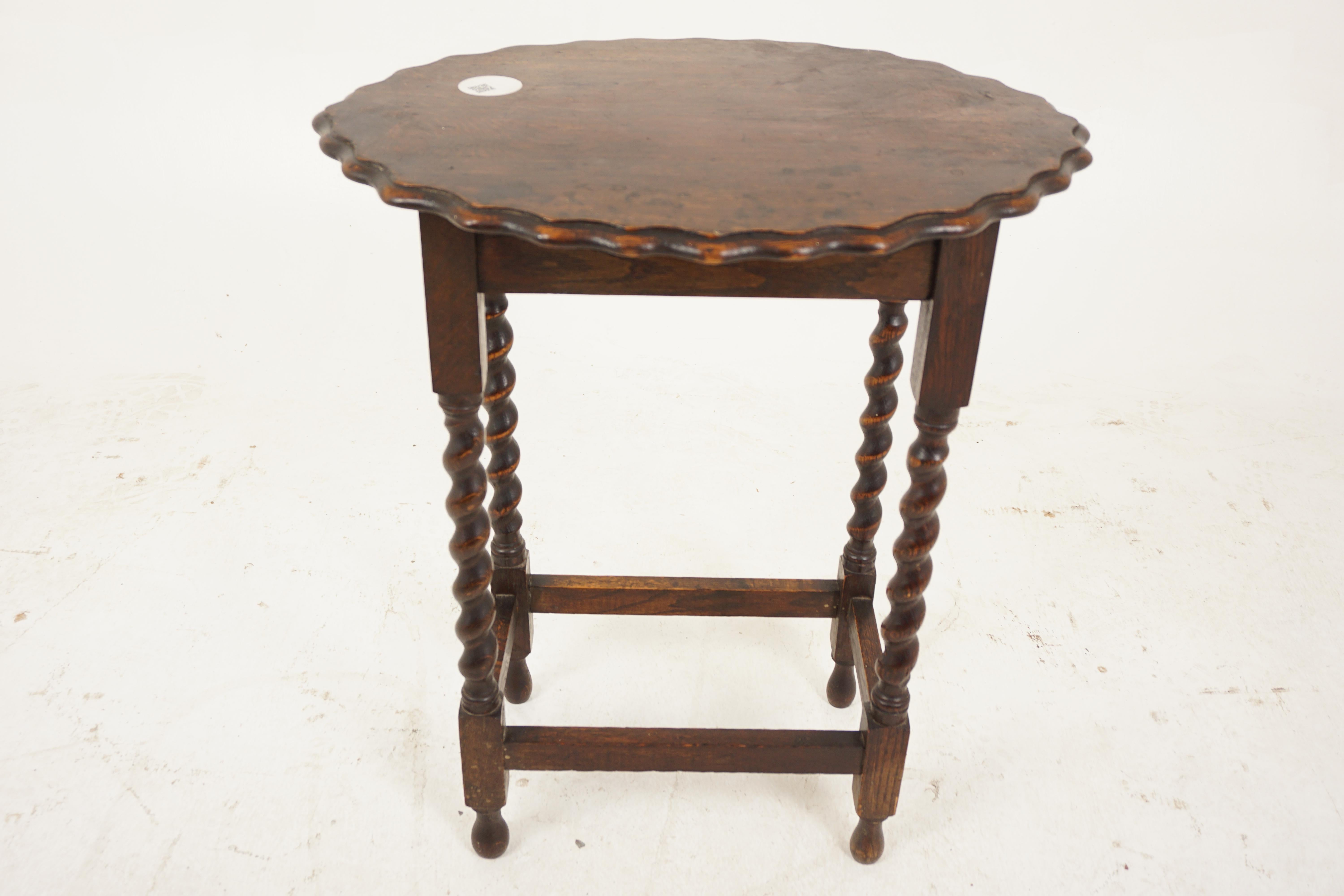 Antique Oak Table, Barley Twist Oval Occasional Table, Scotland 1920, H1149 1