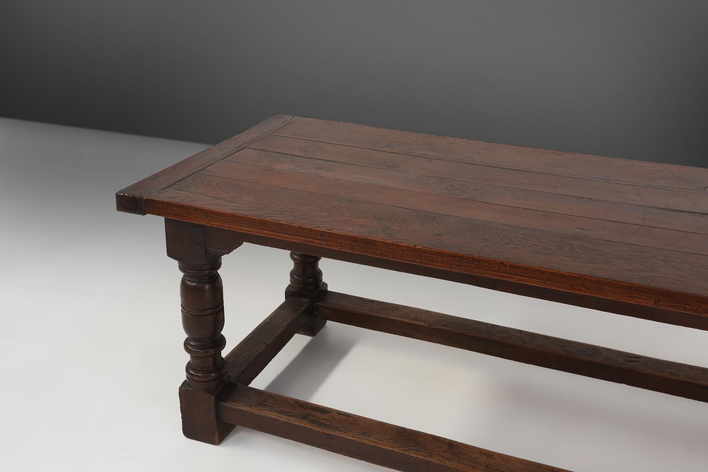 Carved Antique Oak Table, France, 1850s For Sale