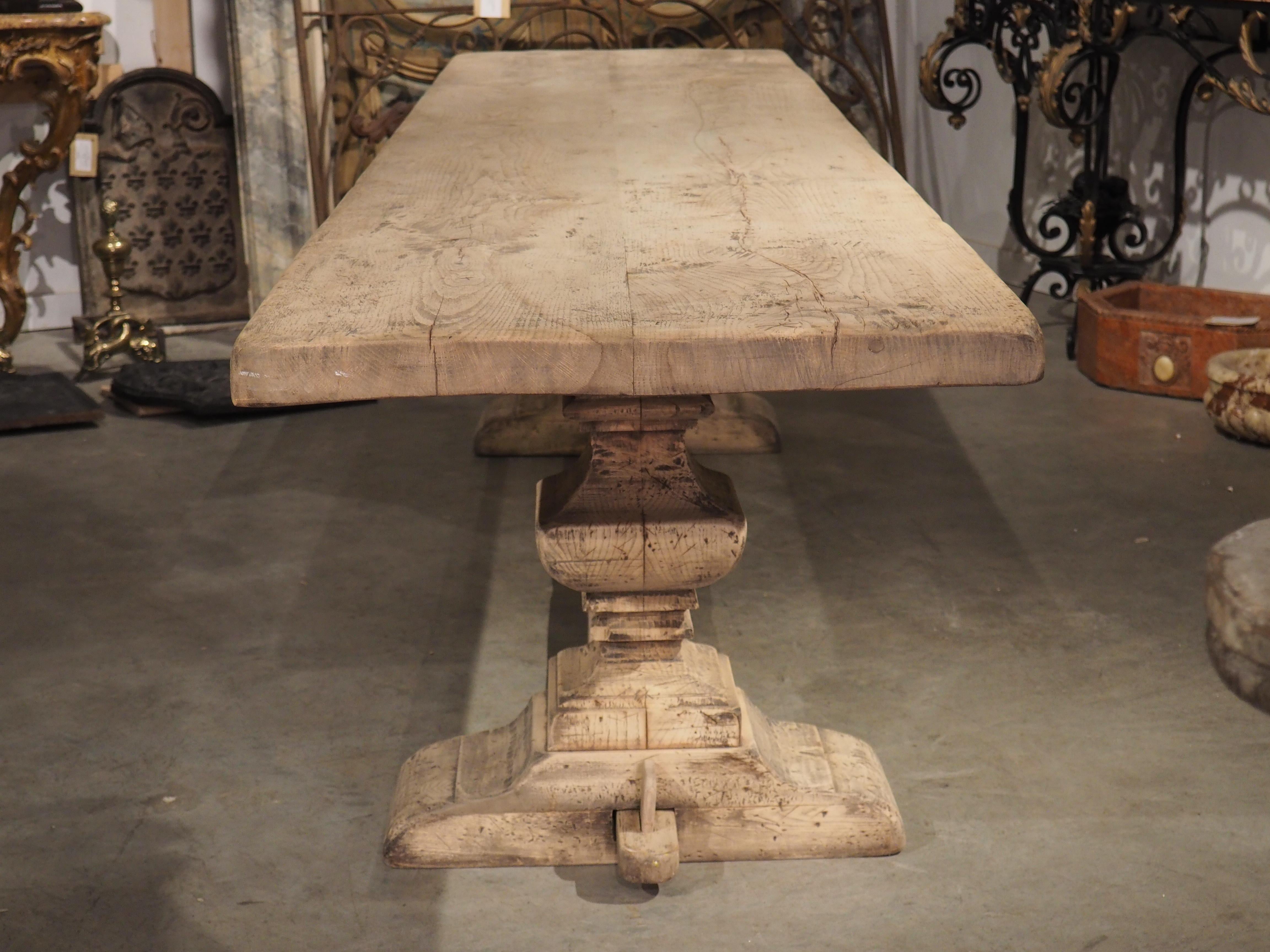 Italian Antique Oak Table from a Villa in Asti, Piedmont Italy, 19th Century For Sale