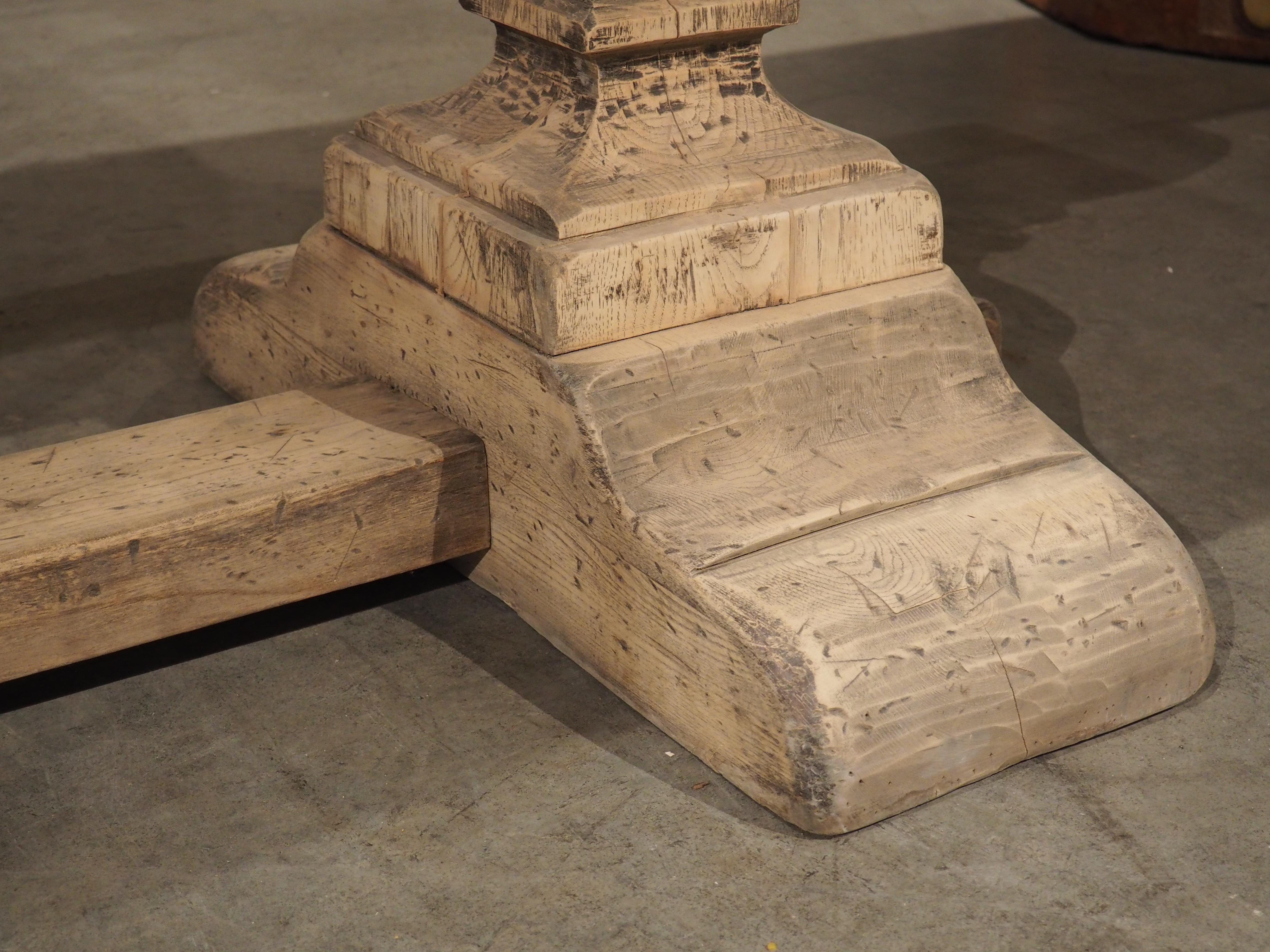 Bleached Antique Oak Table from a Villa in Asti, Piedmont Italy, 19th Century For Sale