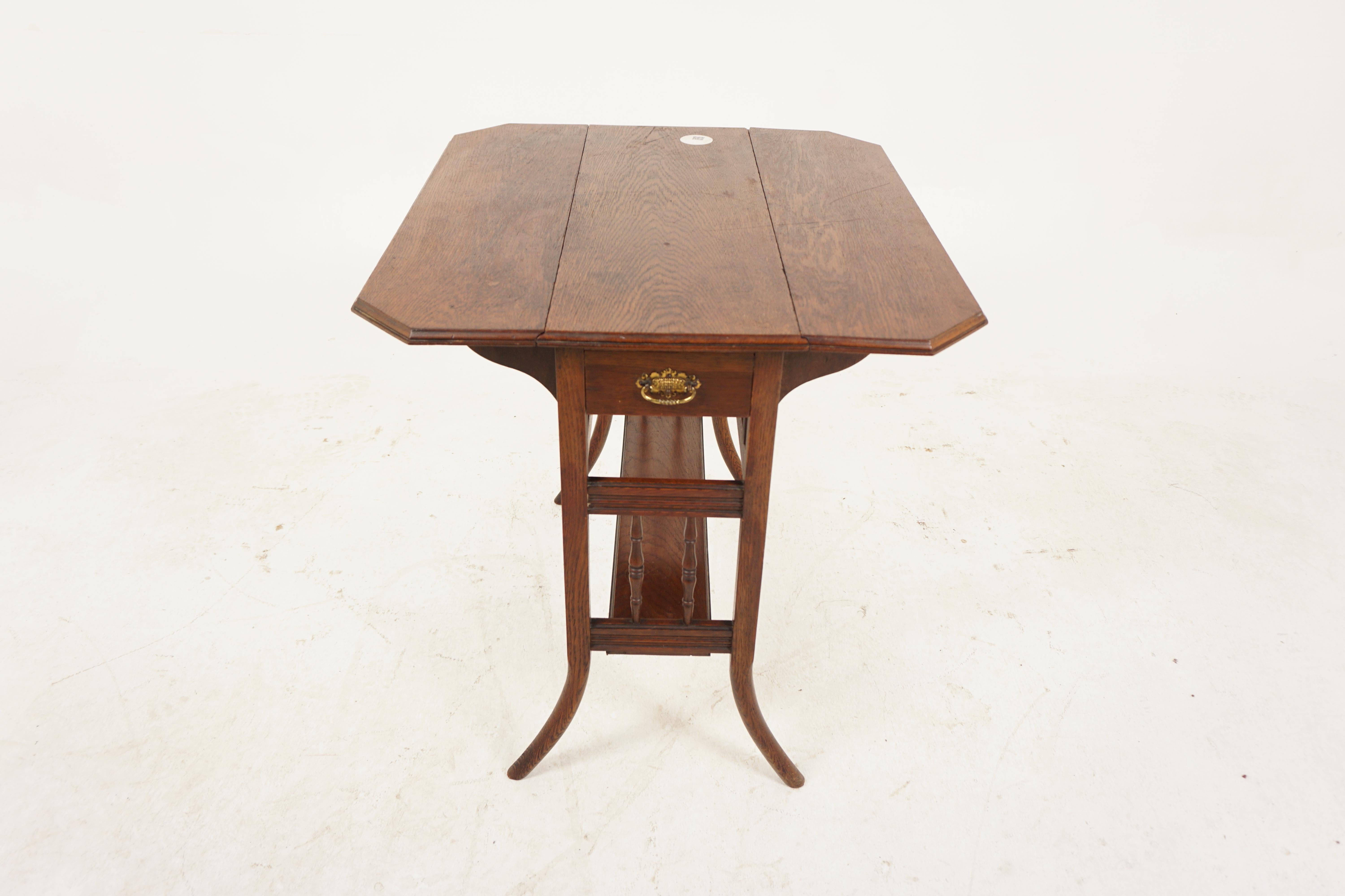 Scottish Antique Oak Table, Gateleg Drop Leaf Table with Drawers, Scotland 1890, H1093 For Sale