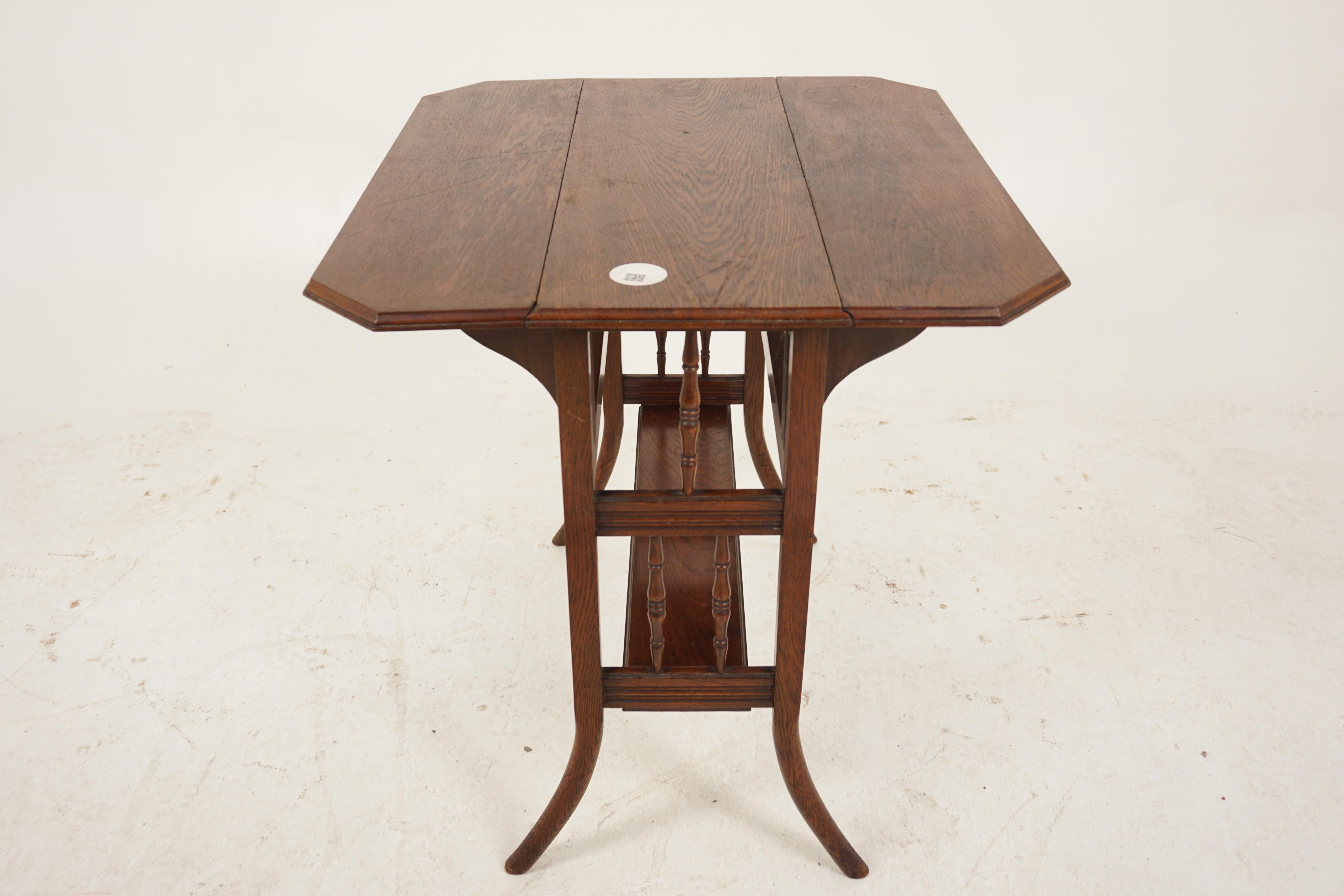 Antique Oak Table, Gateleg Drop Leaf Table with Drawers, Scotland 1890, H1093 For Sale 2