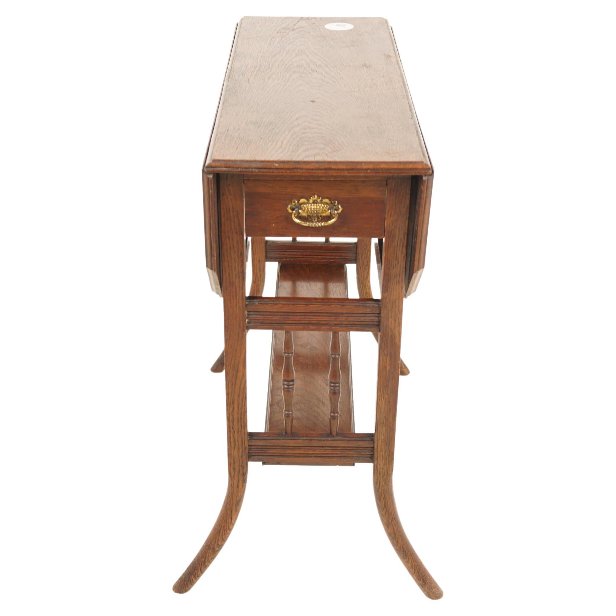 Table en chêne ancien, Table à abattants avec tiroirs, Écosse 1890, H1093