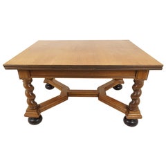 Antique Oak Table, Golden Barley Twist Pull Out, Draw Leaf Table, Belgium, 1910