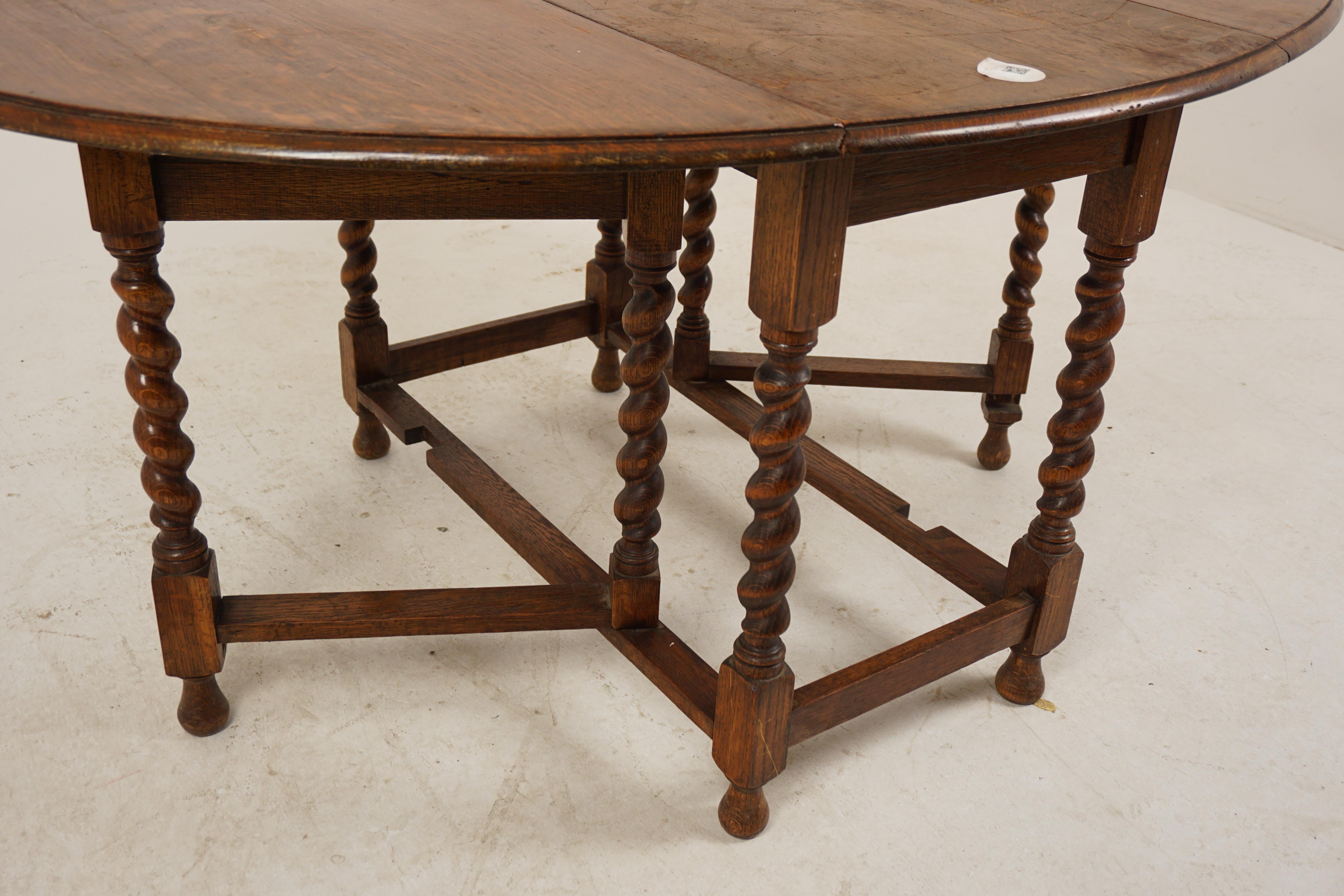 Antique Oak Table, Large Drop Leaf Dining Table, Scotland 1920, H1094 In Good Condition In Vancouver, BC