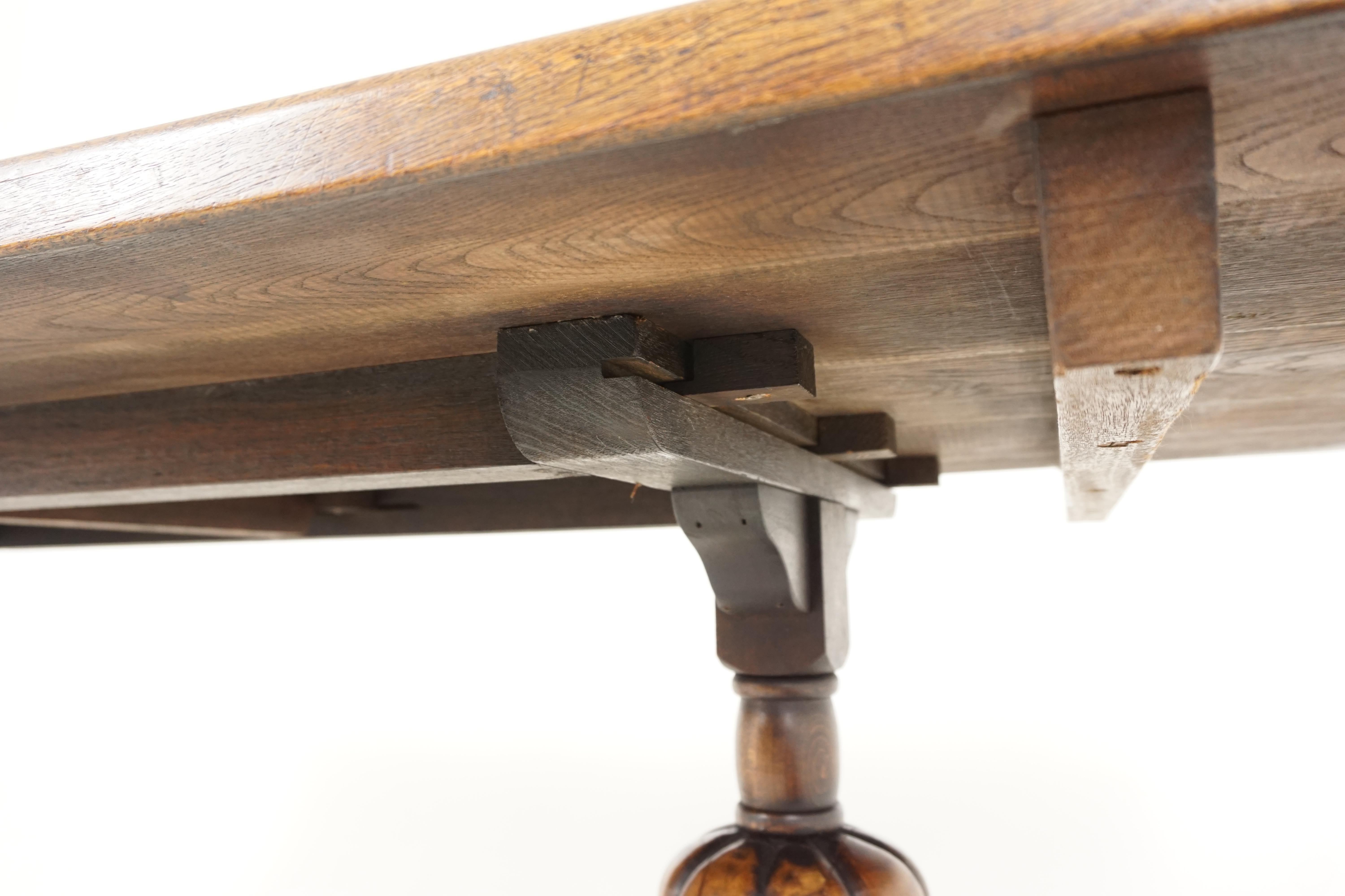 Antique Oak Table, Refectory Farmhouse Dining Table, Scotland 1930, B1813 3