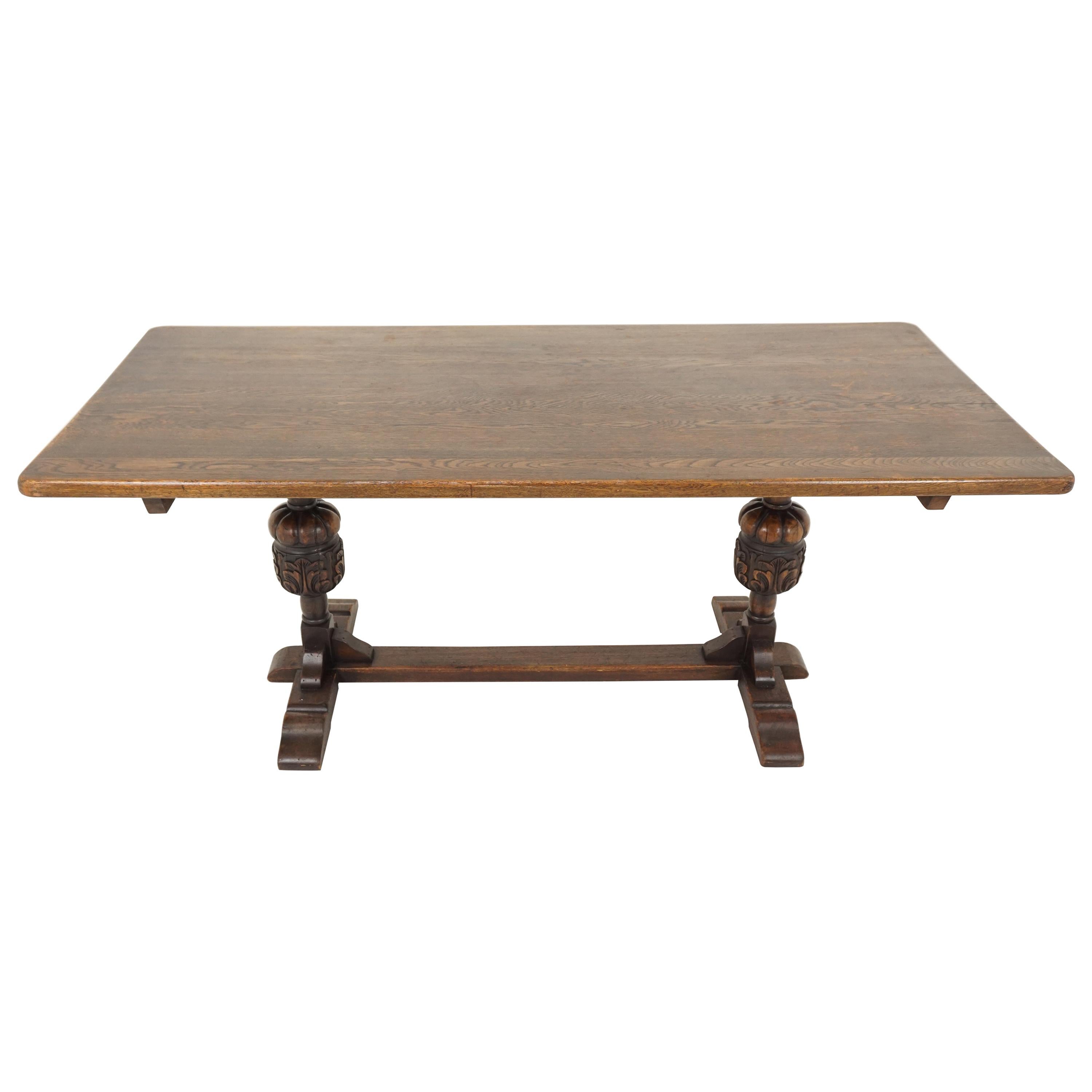 Antique Oak Table, Refectory Farmhouse Dining Table, Scotland 1930, B1813