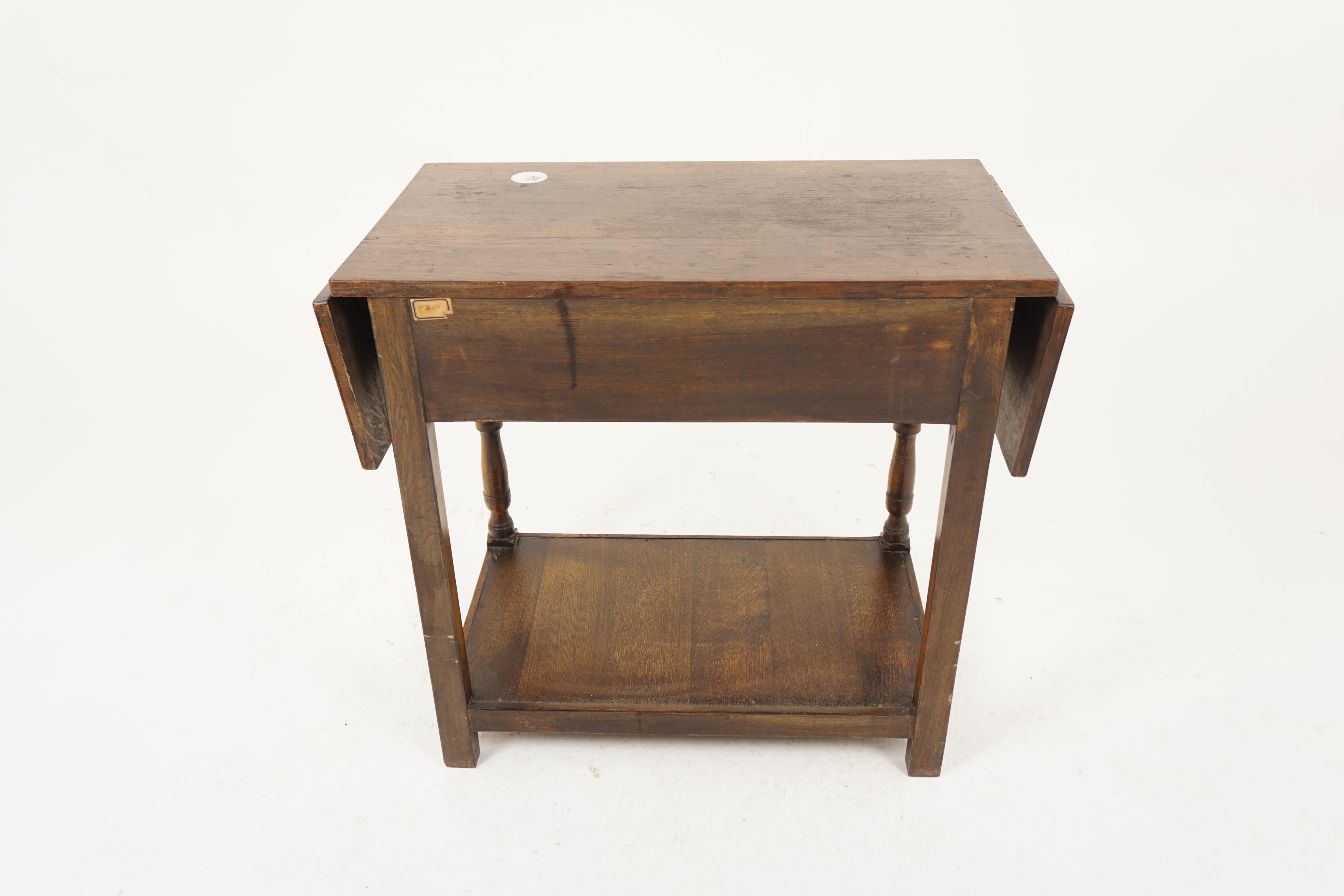 Antique Oak Table, Serving Table with Leaves, Hall Table, Scotland 1930, H1053 1
