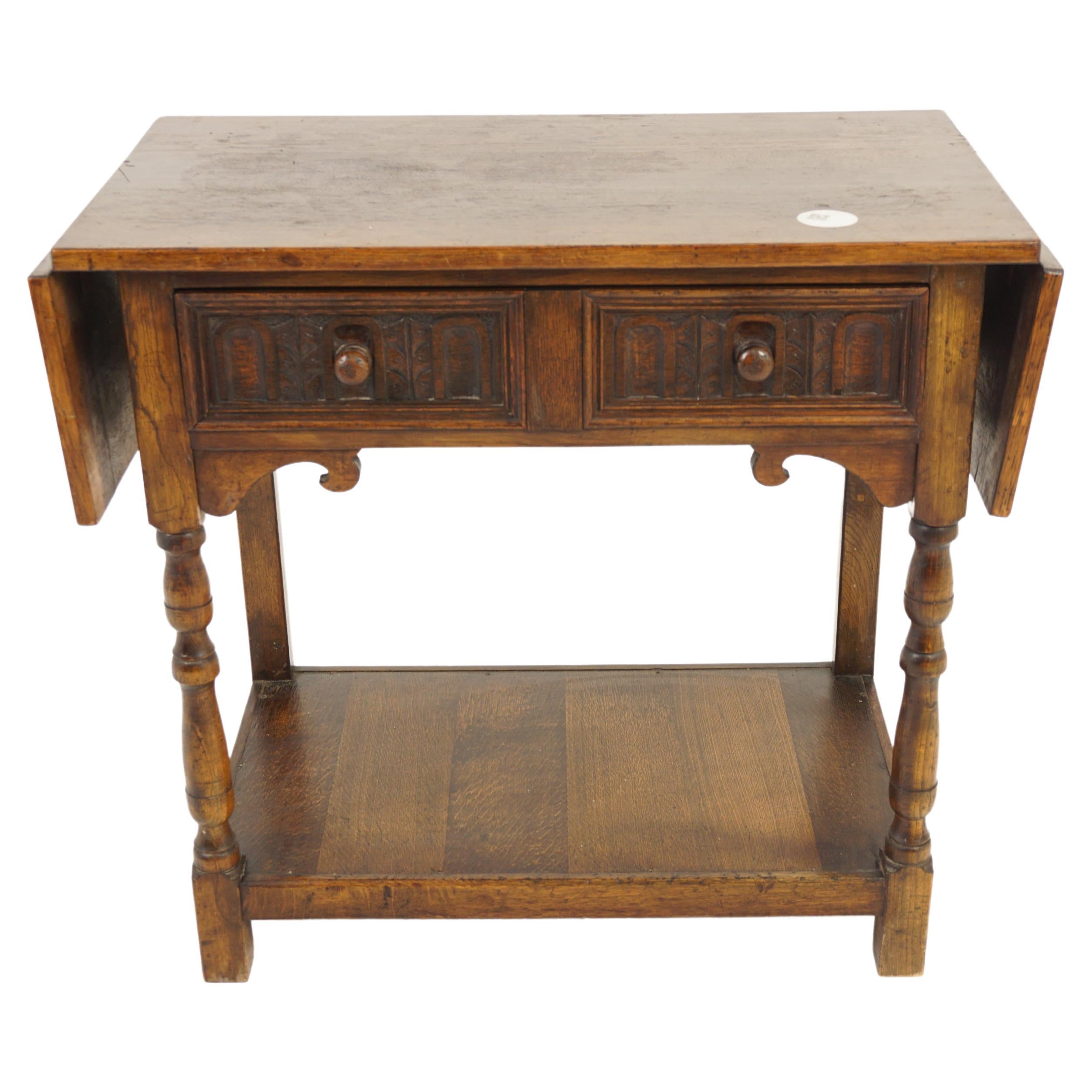 Antique Oak Table, Serving Table with Leaves, Hall Table, Scotland 1930, H1053