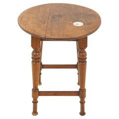 Antique Oak Table, Small Circular Plant Stand, Scotland 1920, H1100