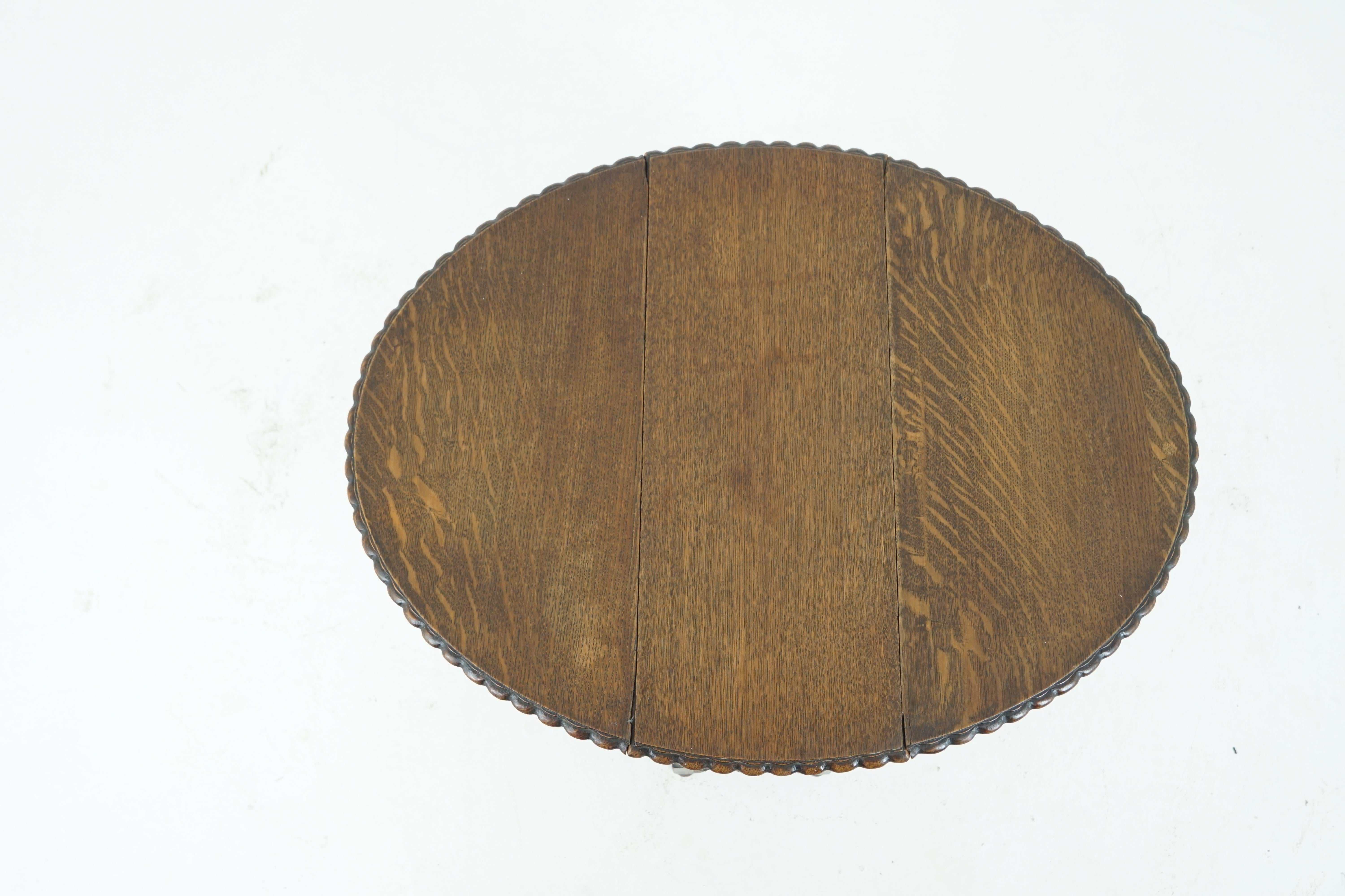 Antique Oak Table, Tiger Oak Gateleg Drop Leaf Table, Scotland 1920, B1621 1