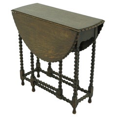 Antique Oak Table, Tiger Oak Gateleg Drop Leaf Table, Scotland 1920, B1621