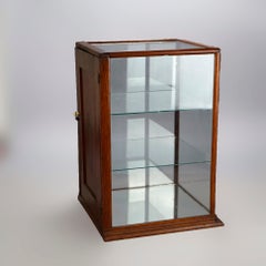 Antique Oak Table Top Country Store Mirrored Display Showcase Display, c1890