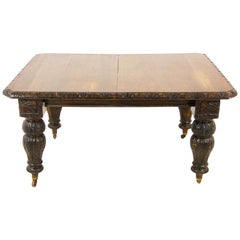 Antique Oak Table, Victorian Extending Table with Leaves, Scotland 1880, B1448