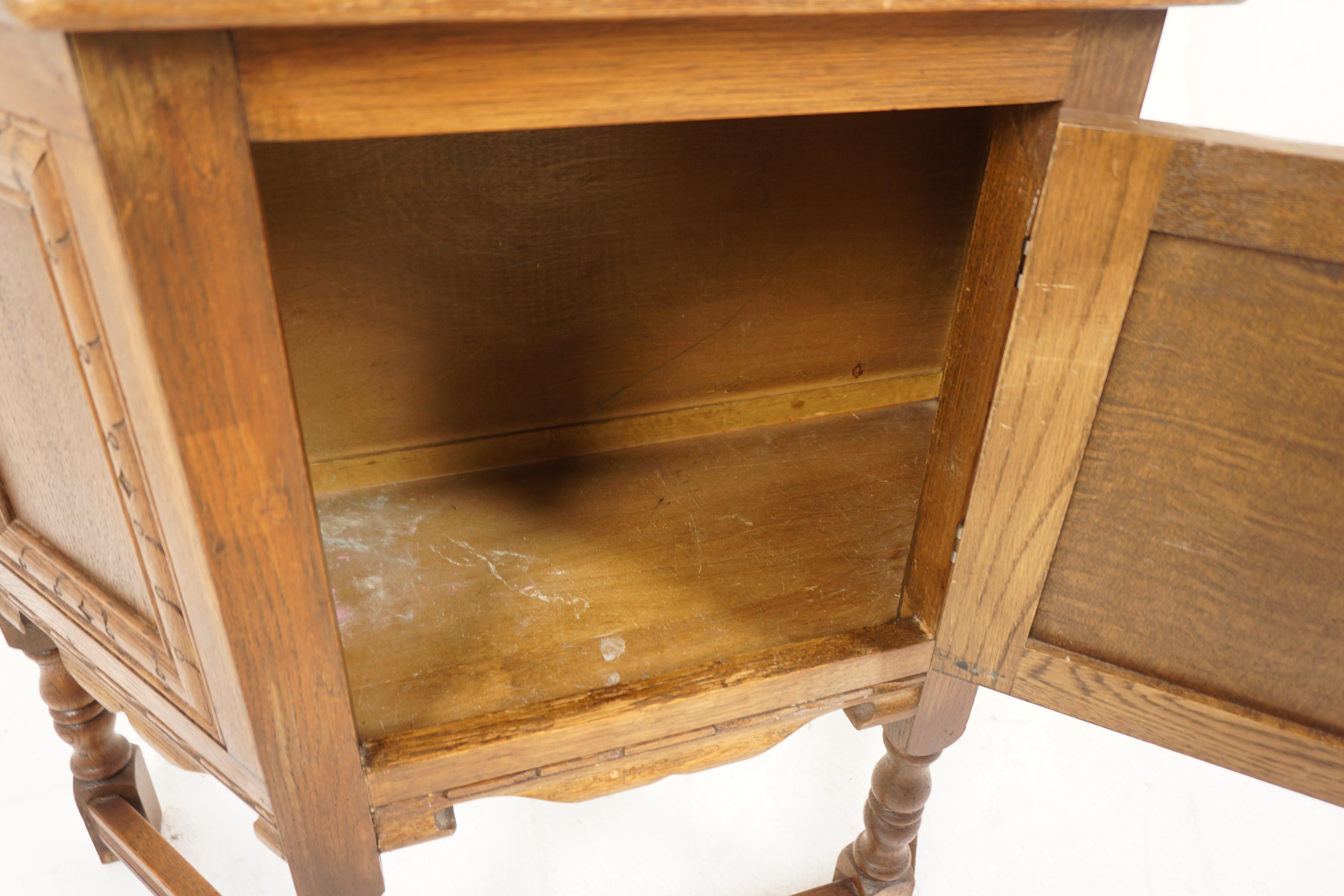 Antique Oak Table, Vintage Carved Oak Sofa and Hall Table, Scotland 1930, H1076 1