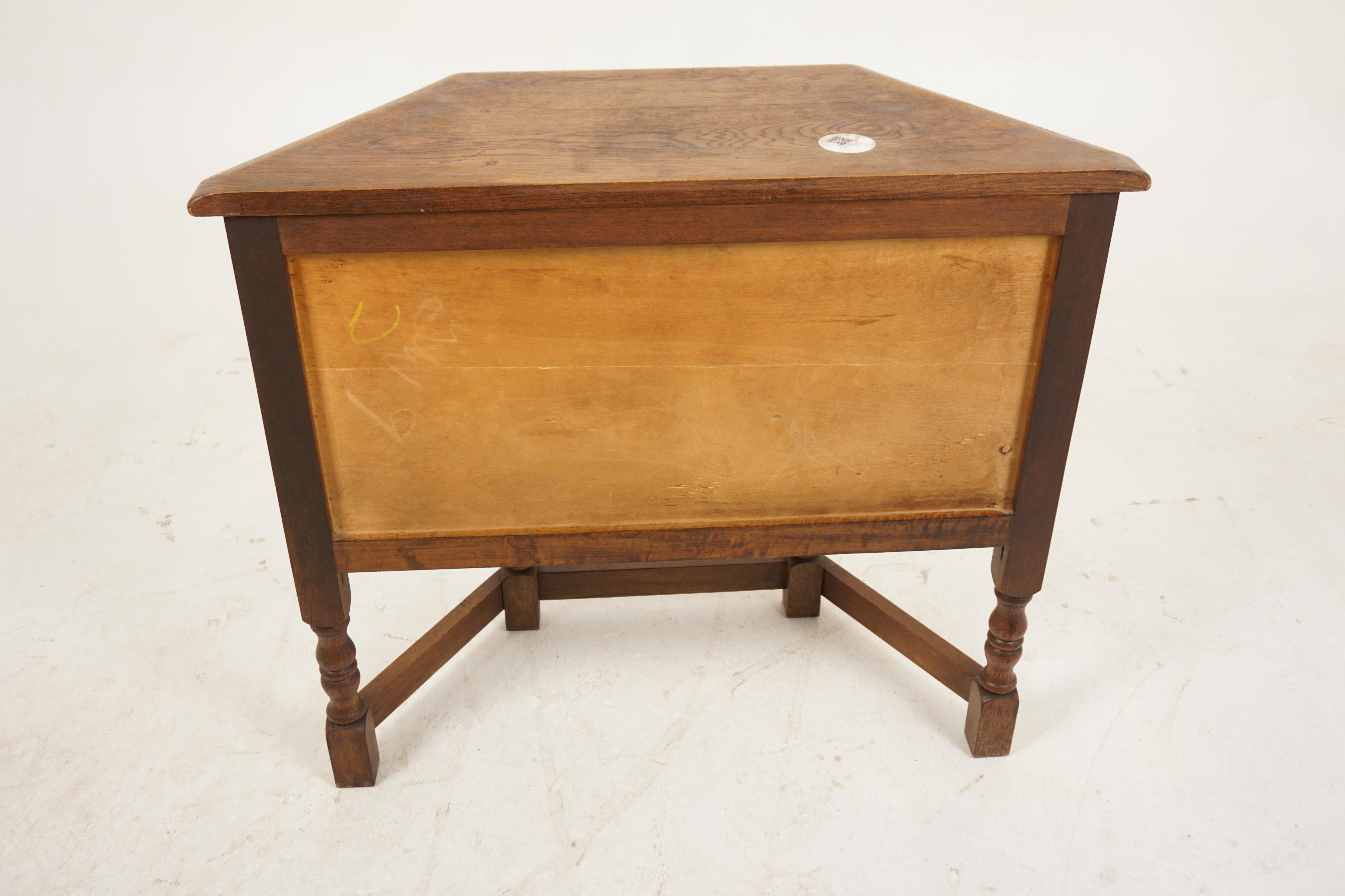 Antique Oak Table, Vintage Carved Oak Sofa and Hall Table, Scotland 1930, H1076 3