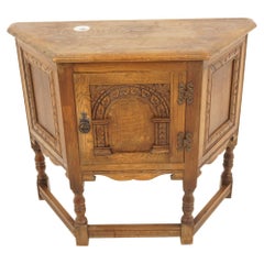 Antique Oak Table, Vintage Carved Oak Sofa and Hall Table, Scotland 1930, H1076