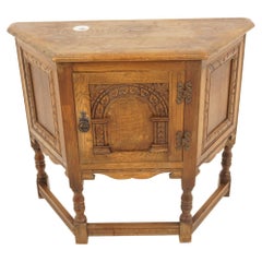 Vintage Oak Table, Vintage Carved Oak Sofa and Hall Table, Scotland 1930, H1076