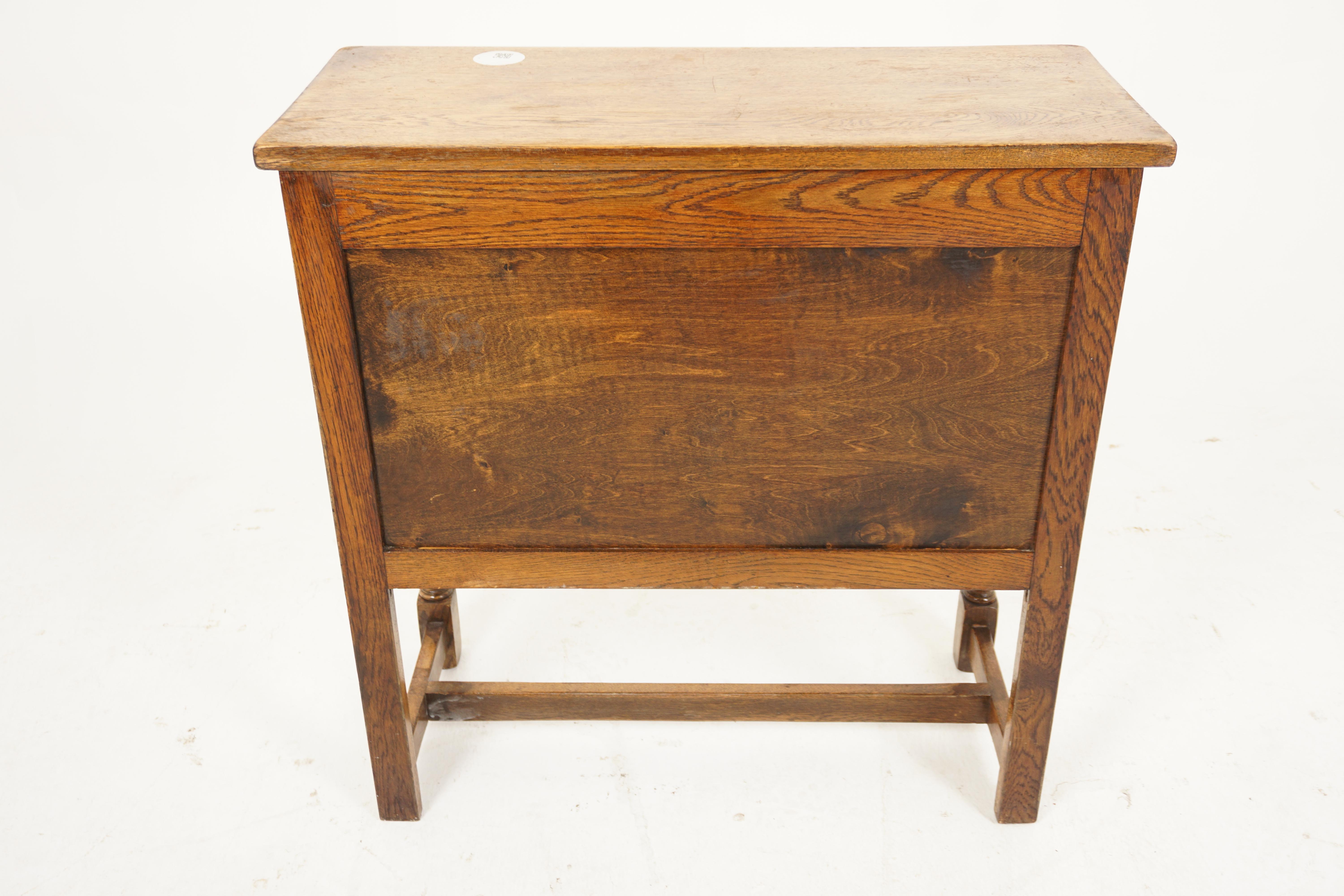 Antique Oak Table, Vintage Small Carved Oak Cupboard, Scotland 1930, H1079 3