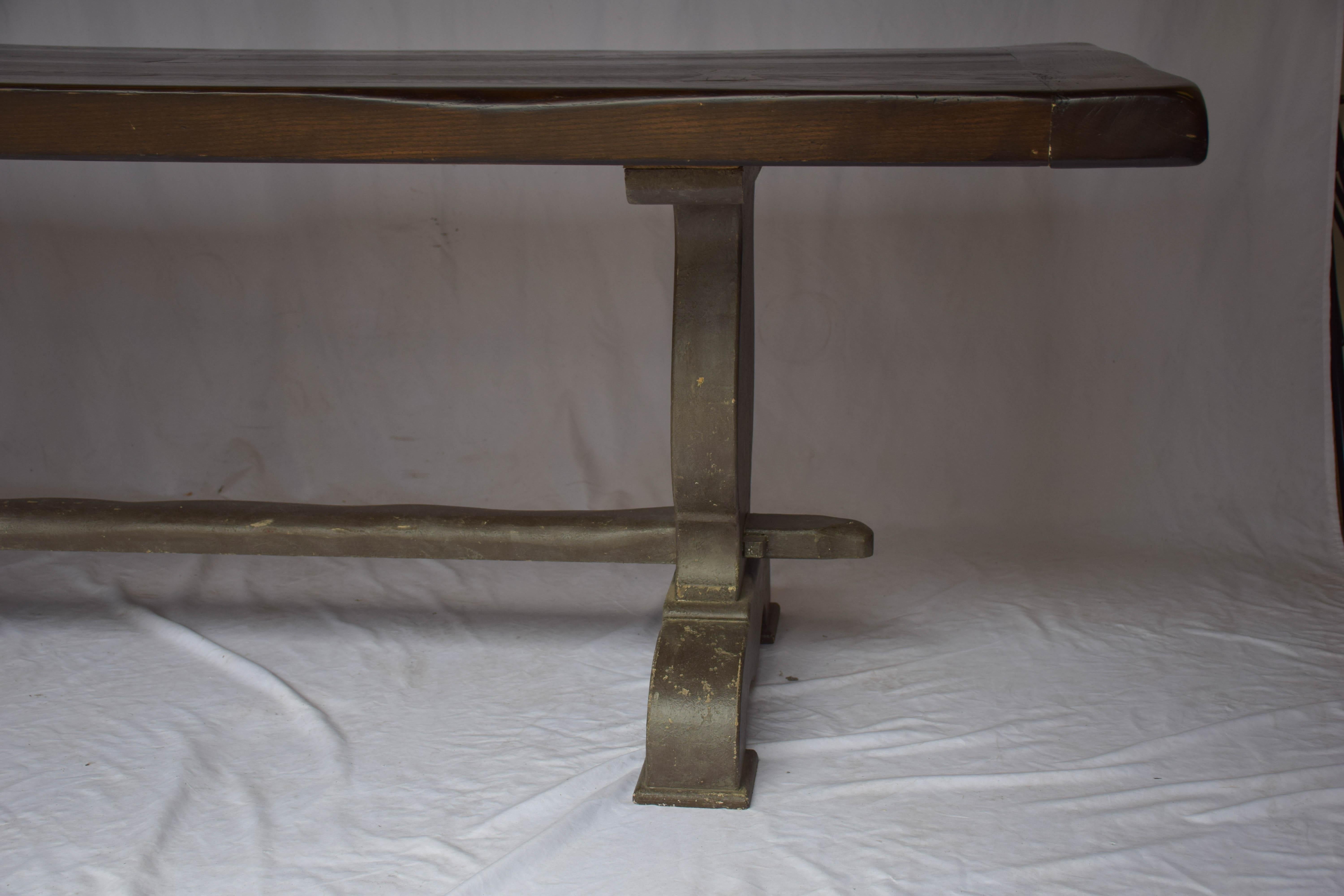 Antique Oak Table with Painted Base For Sale 4