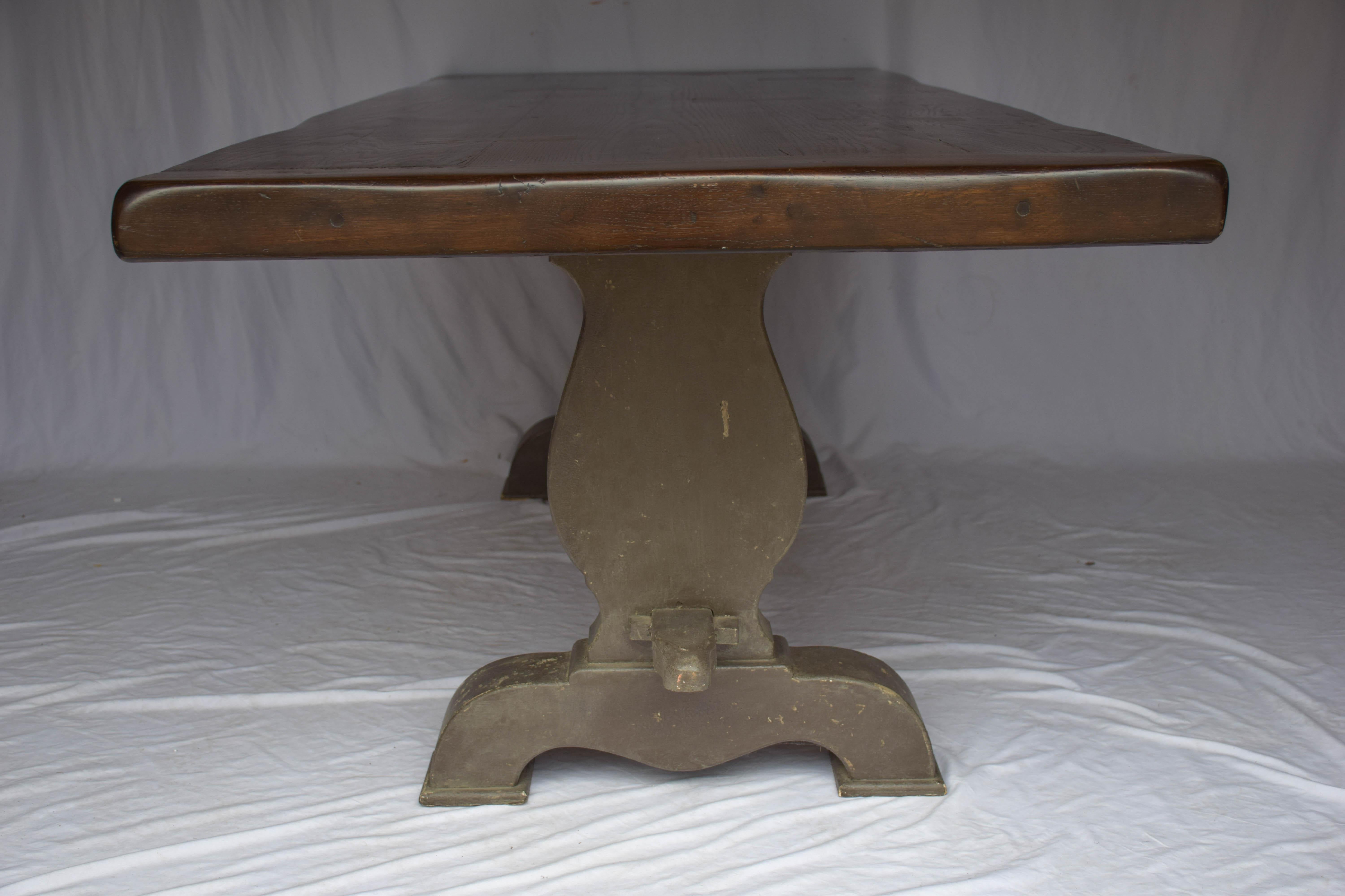 Antique Oak Table with Painted Base For Sale 5